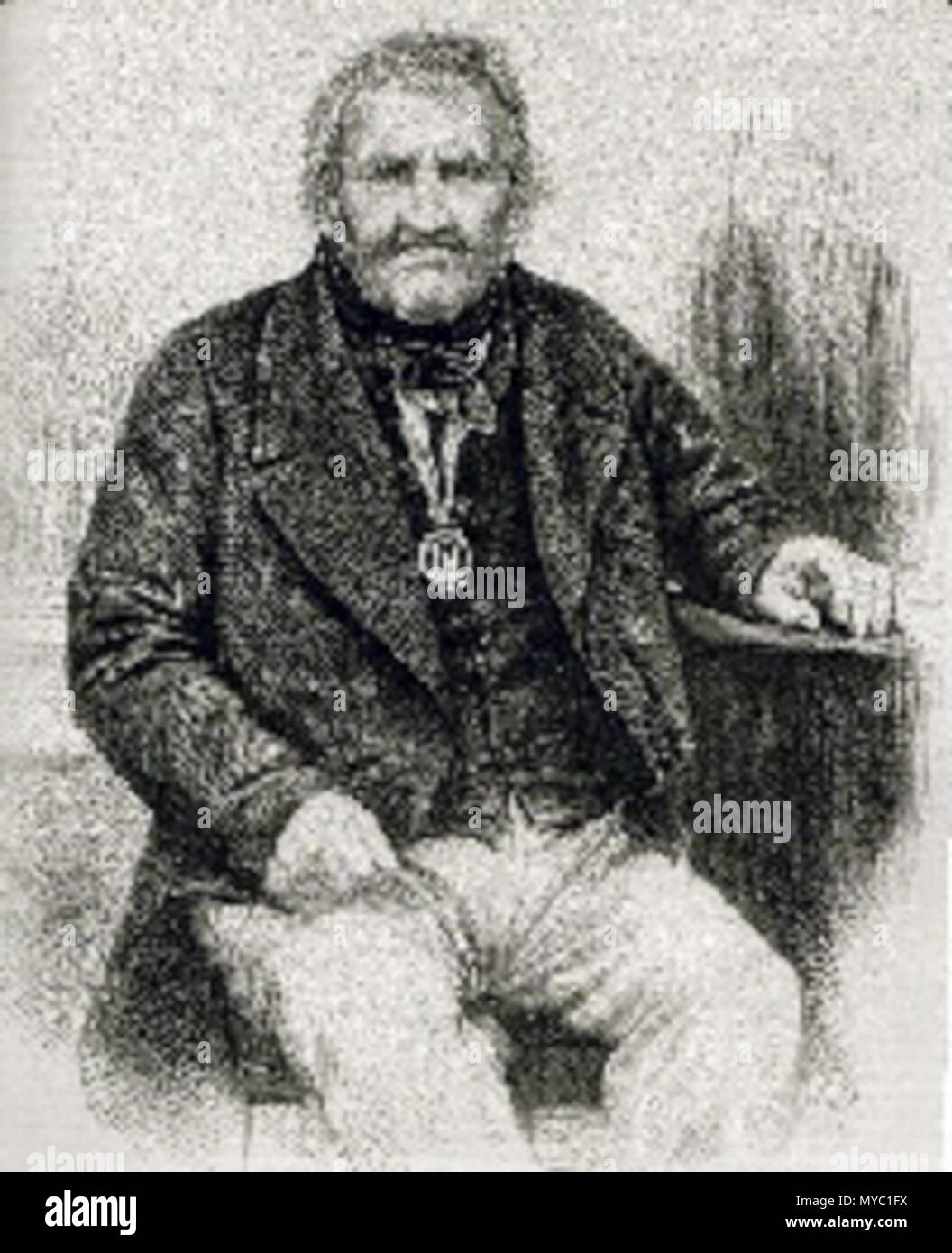 . Matteo Greathead (1770-1871). Un falegname nato in alta Coniscliffe, County Durham, Inghilterra, divenne il più vecchio massone noto nel mondo del suo tempo. Egli ha vissuto per 101 anni, 8 mesi. L'immagine è pensato per essere stata prelevata dal Illustrated London News 11 giugno 1870, p. 608 . prima del 1871. Sconosciuto 121 Coniscliffe 002 Matteo Greathead Foto Stock