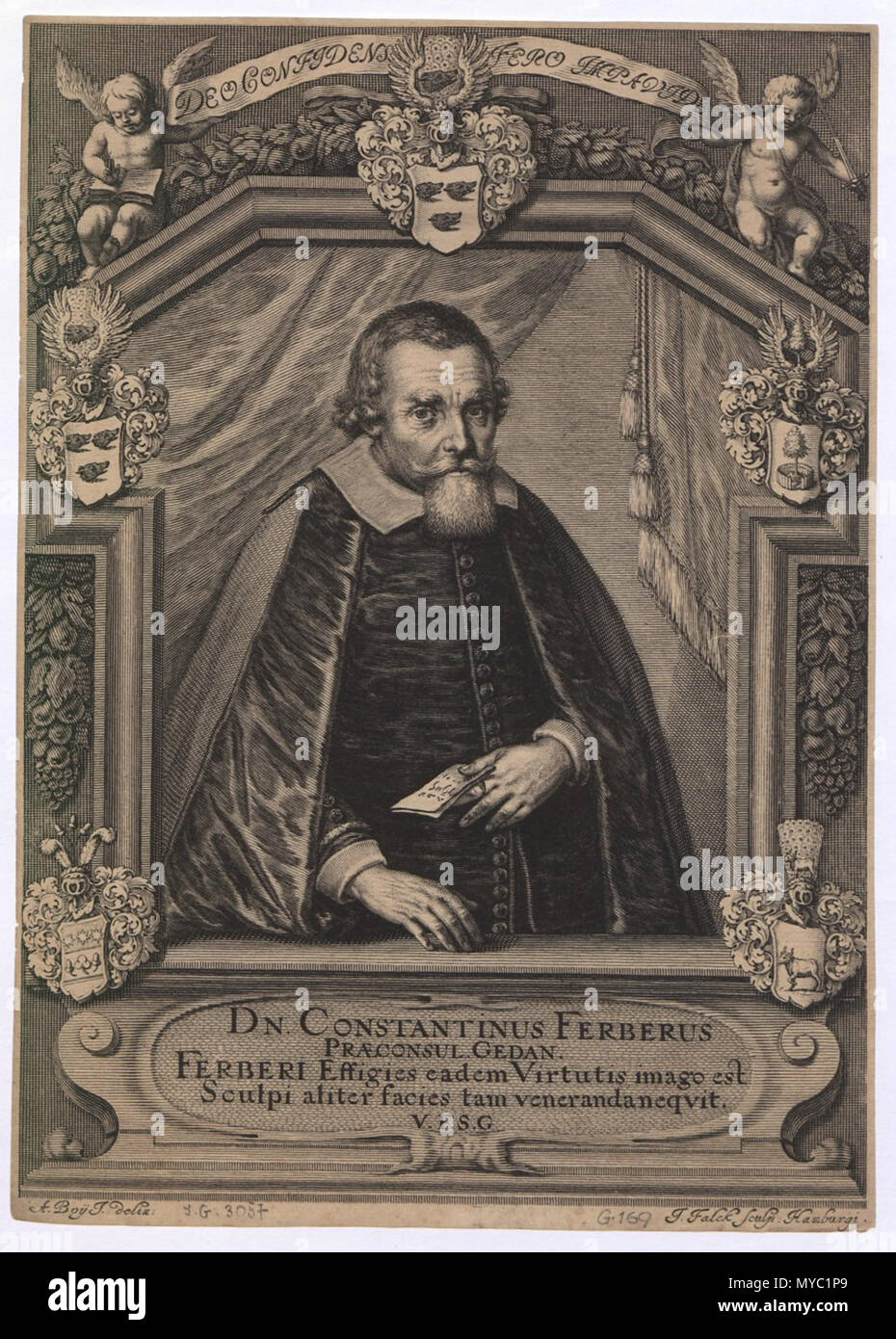 . Inglese: Constantin Ferber III, sindaco della città di Danzica Polonia Polski: Constantin Ferber III, burmistrz miasta Gdańska . tra circa 1658 e circa 1663. Adolf Boy, Jeremias Falck 122 Constantinus Ferberus Praeconsul Foto Stock