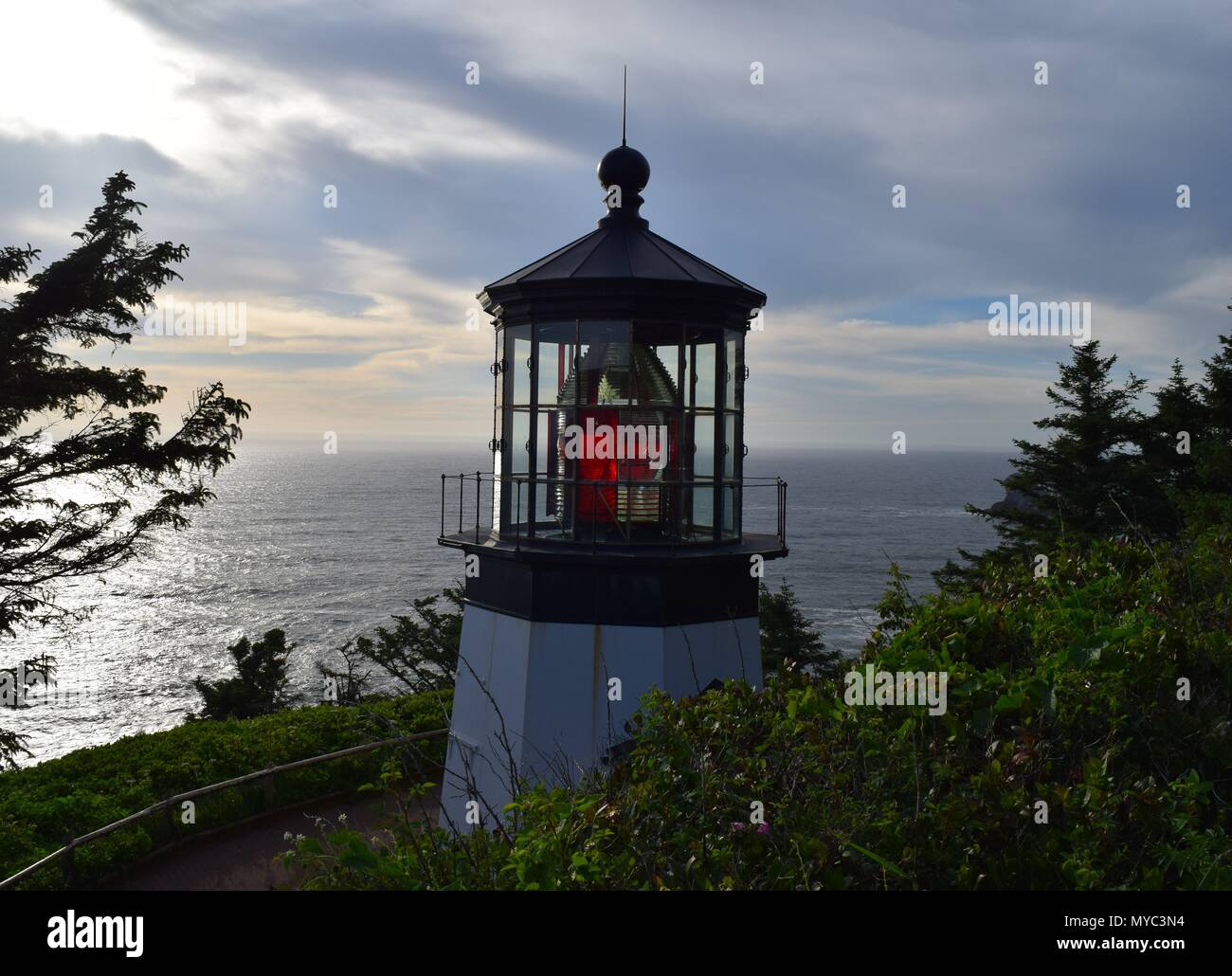 Capo Faro Meares, Cape Meares del Parco Statale di Tillamook County, Oregon, Stati Uniti d'America Foto Stock