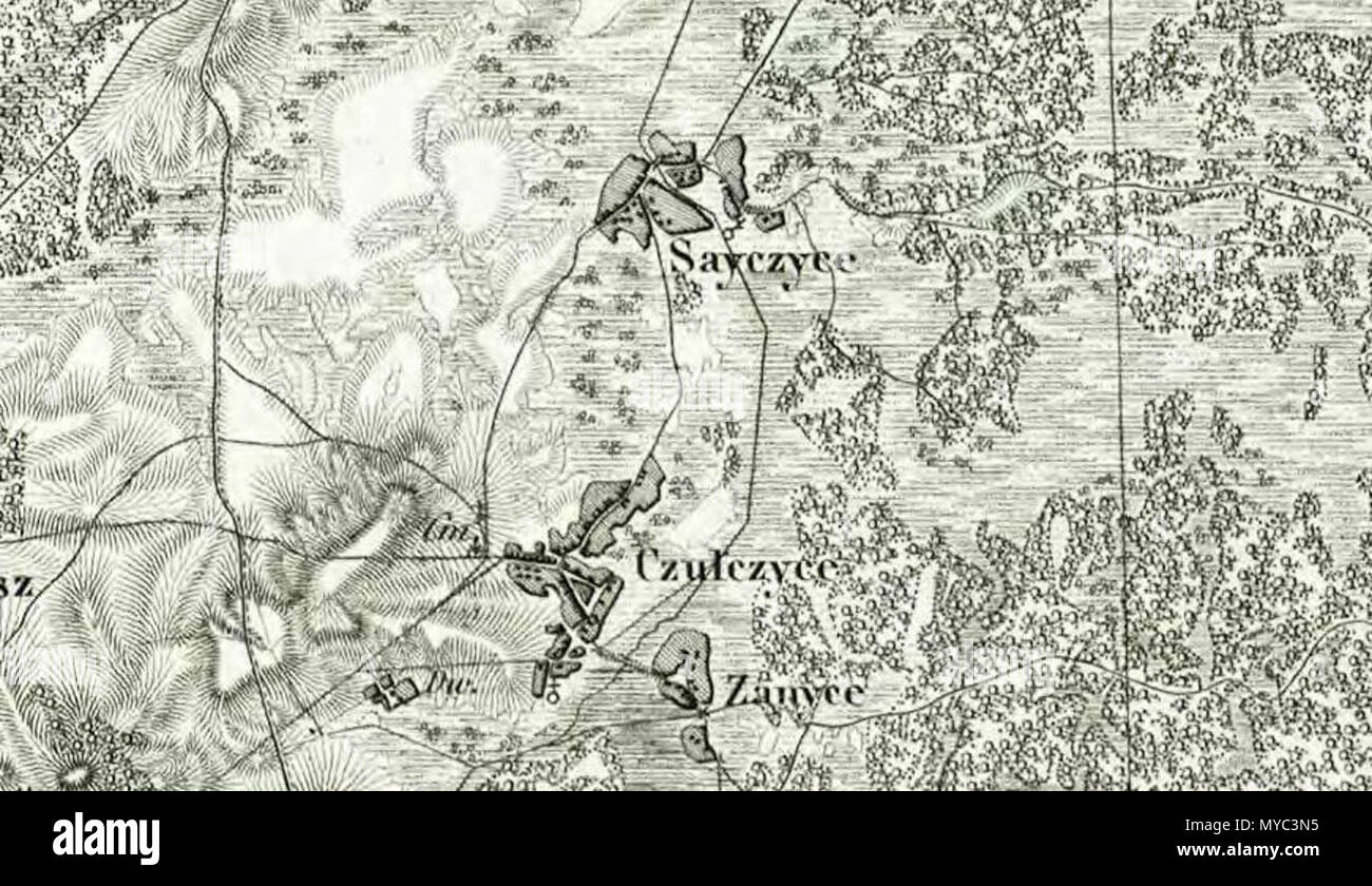 129 Czułczyce ho Sajczyce na Mapie Topograficznej Krolestwa Polskiego 1839 Foto Stock