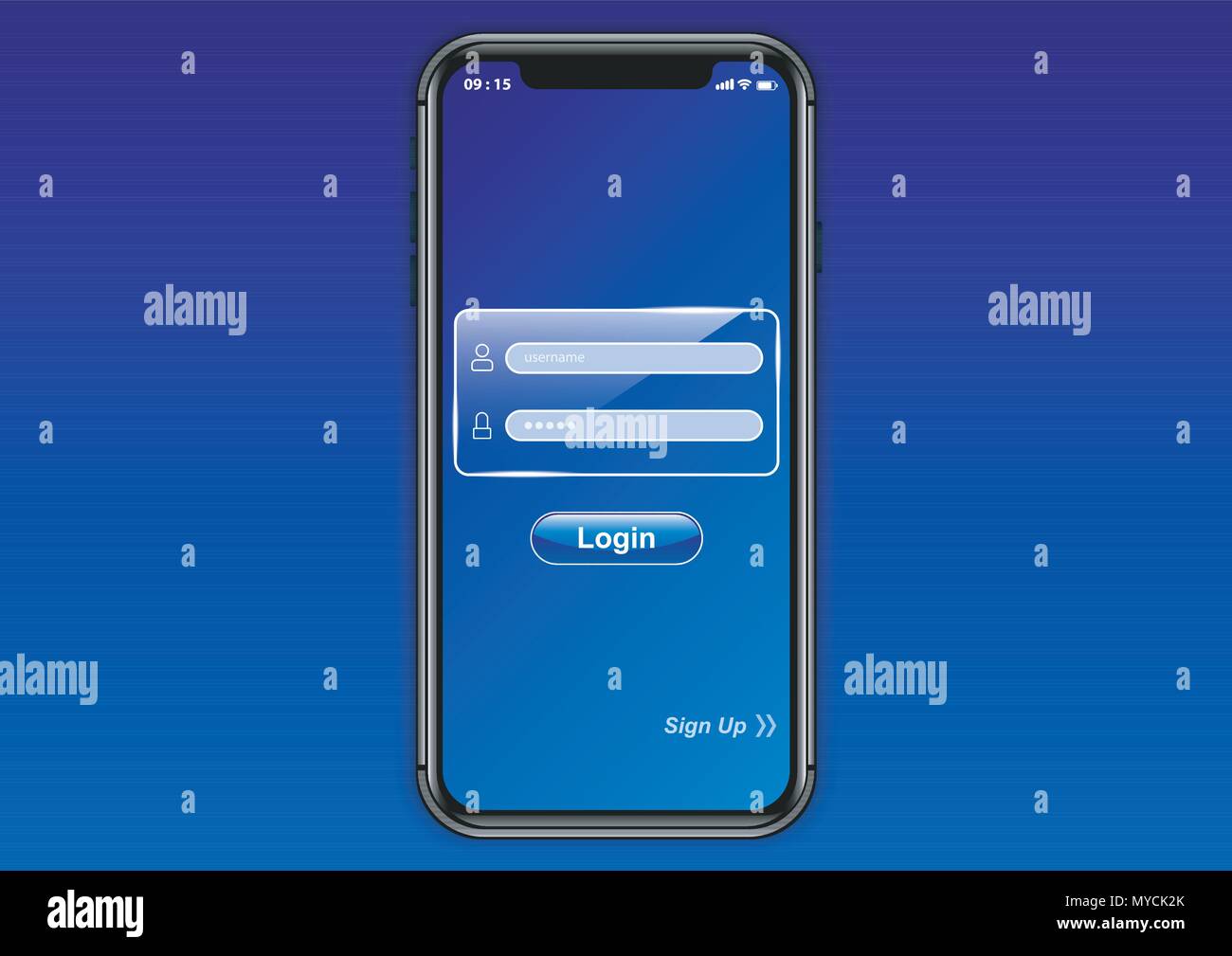 Il design del vettore di interfaccia utente di iphone nella schermata di login Illustrazione Vettoriale
