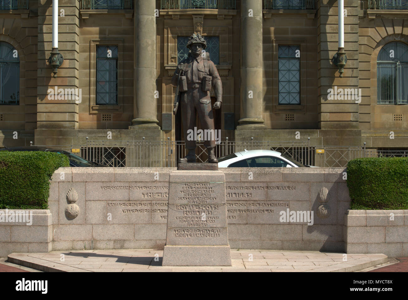 Royal Scots Fusiliers statua commemorativa Foto Stock