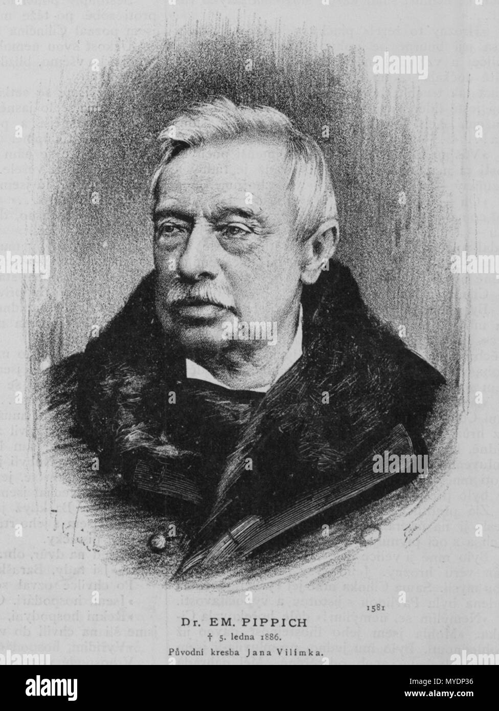 . Inglese: Ritratto di Emanuel Pippich (1812-1886), ceco avvocato e organizzatore di cultura in Rakovník e Chrudim . Il 30 aprile 1886. Jan Vilímek (1860-1938) 159 Emanuel Pippich 1886 Vilimek Foto Stock