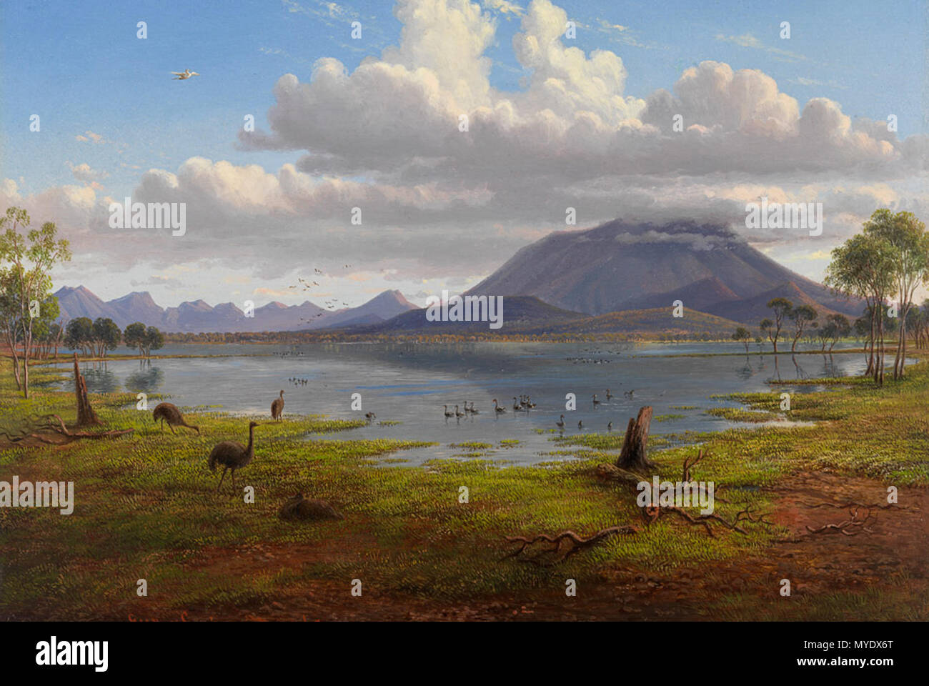 171 Eugenio von Guérard, il Monte Guglielmo e parte dei Grampians in West Victoria 1865. Olio su cartone Foto Stock