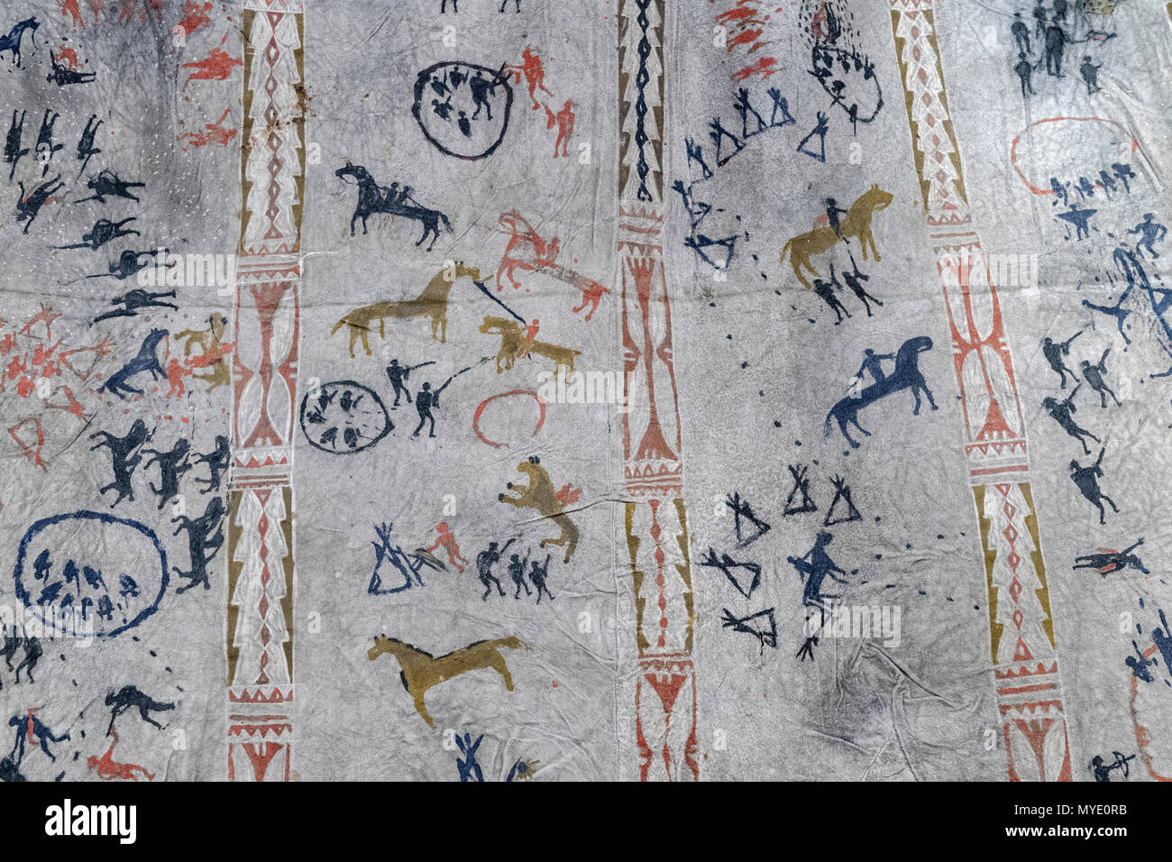 Conteggio invernale Robe al Tsuu T'ina Museo di cultura, Calgary Alberta Foto Stock