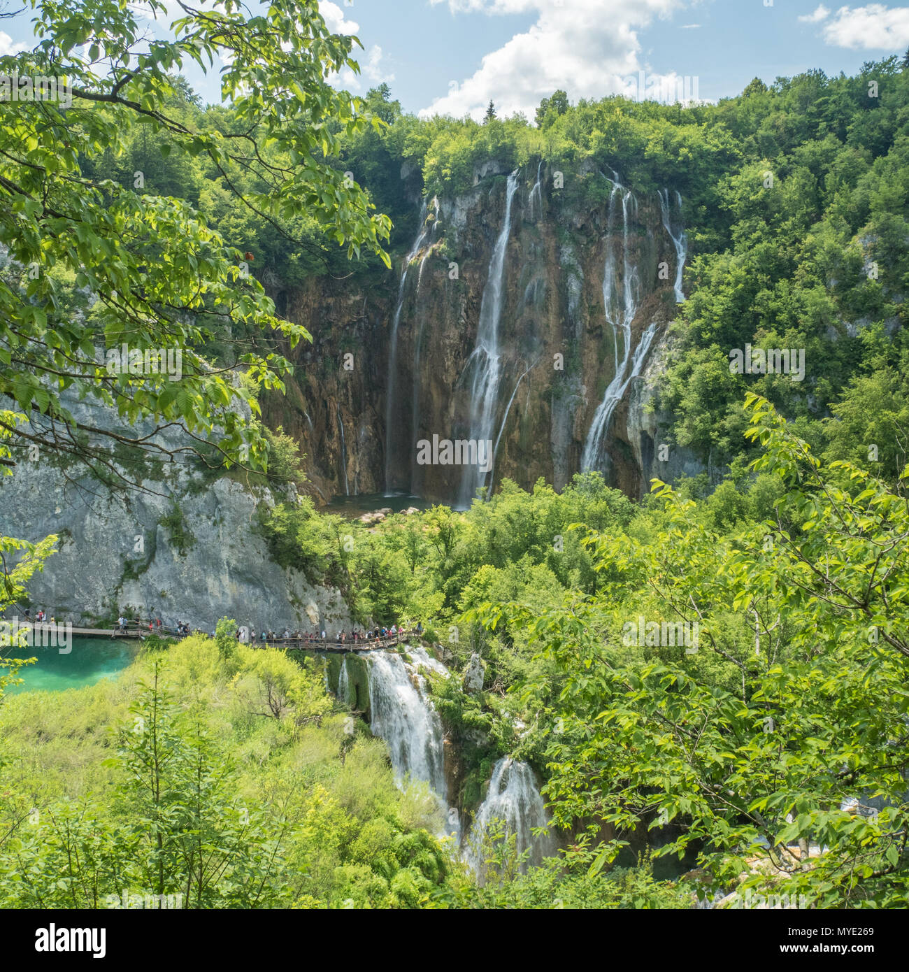 Parco Nazionale dei Laghi di Plitvice e riserva forestale, regione carsica, Croazia. Foto Stock
