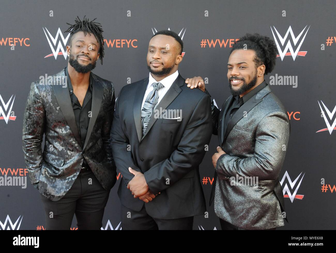 A nord di Hollywood, CA. Il 6 giugno, 2018. Kofi Kingston, Big e Xavier boschi presso gli arrivi per World Wrestling Entertainment WWE evento FYC, Saban Media Center al Television Academy, North Hollywood CA Giugno 6, 2018. Credito: Dee Cercone/Everett raccolta/Alamy Live News Foto Stock