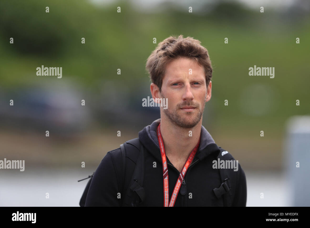 Il circuito Gilles-Villeneuve, Montreal, Canada. Il 7 giugno, 2018. Canadese di FORMULA ONE Grand Prix, driver arrivi e conferenza stampa; Haas F1 Team, Romain Grosjean Credito: Azione Sport Plus/Alamy Live News Foto Stock