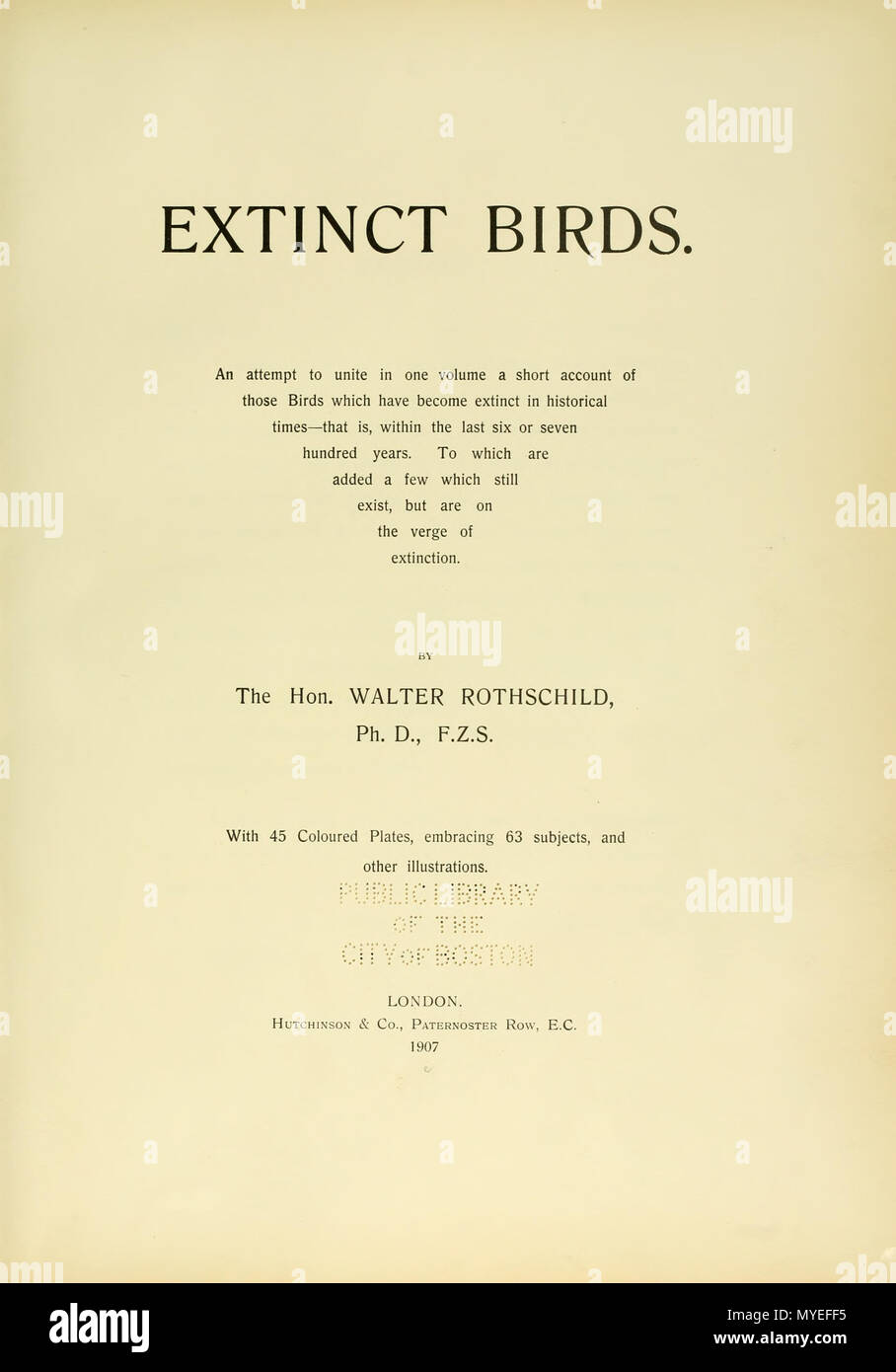 . Inglese: estinti gli uccelli è un libro di Walter Rothschild che copre globalmente estinto e uccelli rari come pure bird taxa che esistenza sono solo sulla base di scritti o relazioni orali. 1907. Lionel Walter Rothschild, secondo il Barone Rothschild (8 febbraio 1868 - 27 agosto 1937) 173 ExtinctBirds1907 Foto Stock . Inglese: estinti gli uccelli è un libro di Walter Rothschild che copre globalmente estinto e uccelli rari come pure bird taxa che esistenza sono solo sulla base di scritti o relazioni orali. 1907. Lionel Walter Rothschild, secondo il Barone Rothschild (8 febbraio 1868 - 27 agosto 1937) 173 ExtinctBirds1907 Foto Stock
