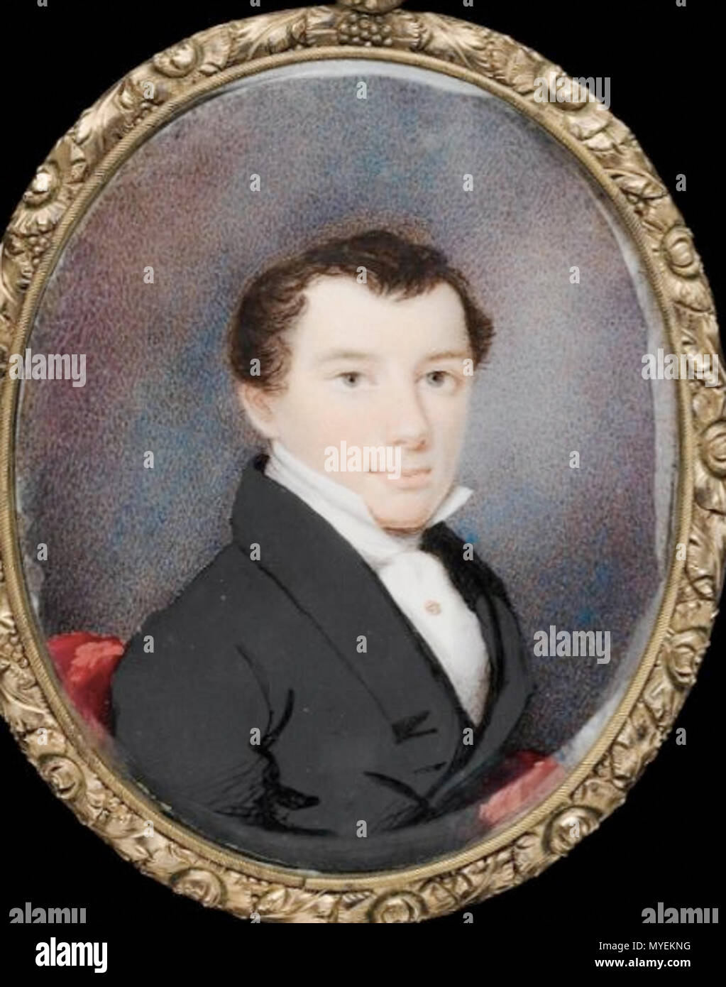 . Ritratto di Franklin Haven; circa 1830. Da Thomas Edwards, americano, 1795-1869. 2 5/8 x 2 1/8 in. Acquerello su avorio. Museo delle Belle Arti di Boston . circa 1830. Thomas Edwards 187 FranklinHaven ca1830 byThomasEdwards MFABoston Acc17-3146 Foto Stock