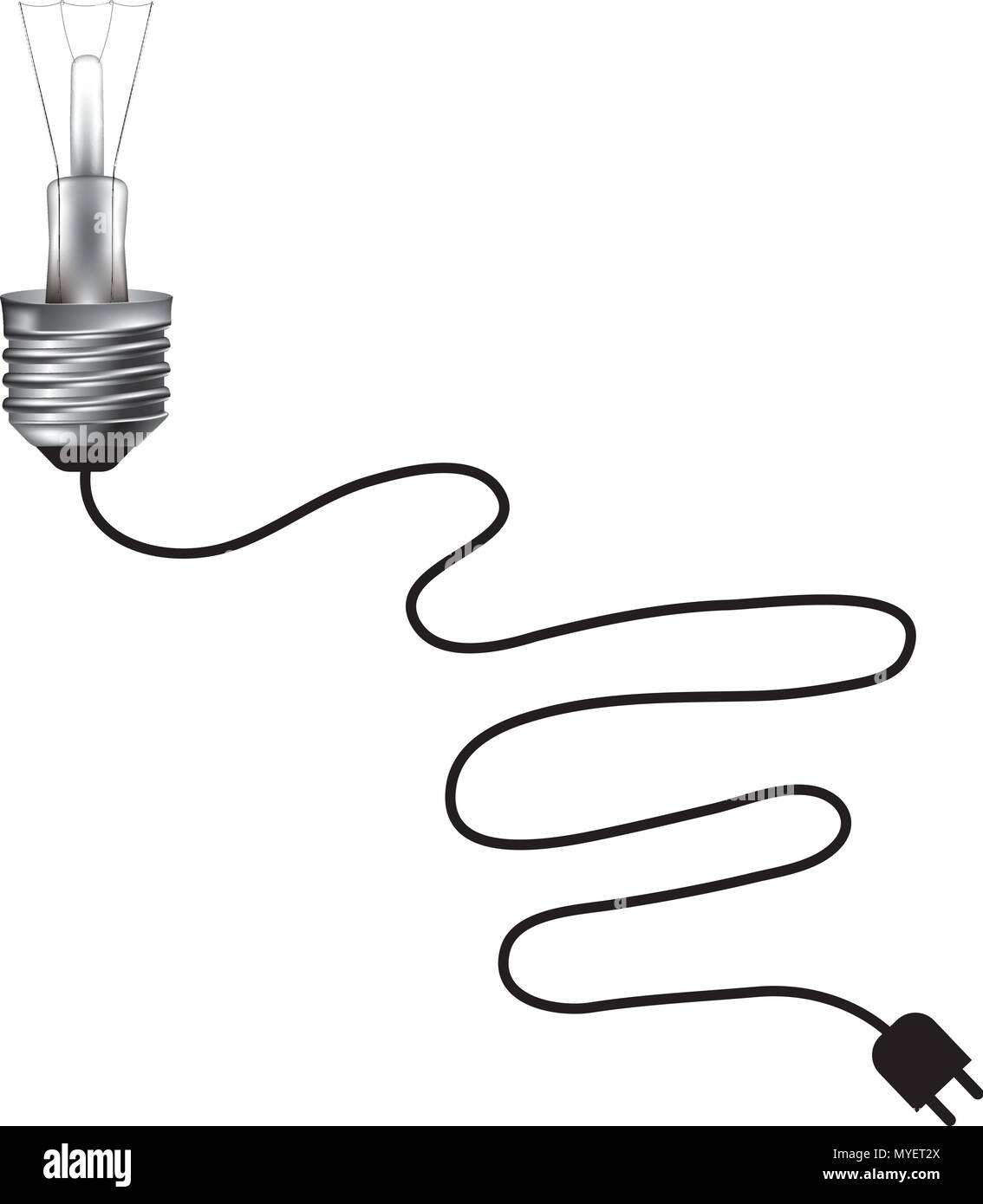 Grande idea design,vettore tracciato lampadina e connettore maschio per cavo a. Illustrazione Vettoriale