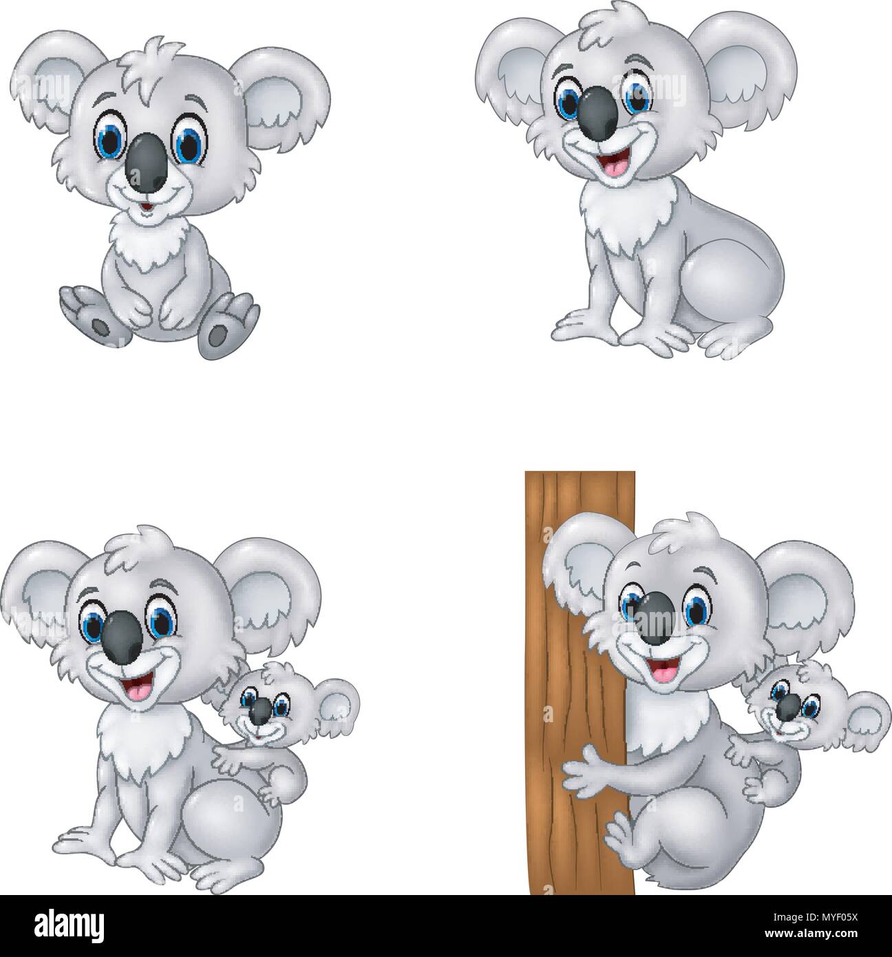 Cartoon koala insieme di raccolta Illustrazione Vettoriale