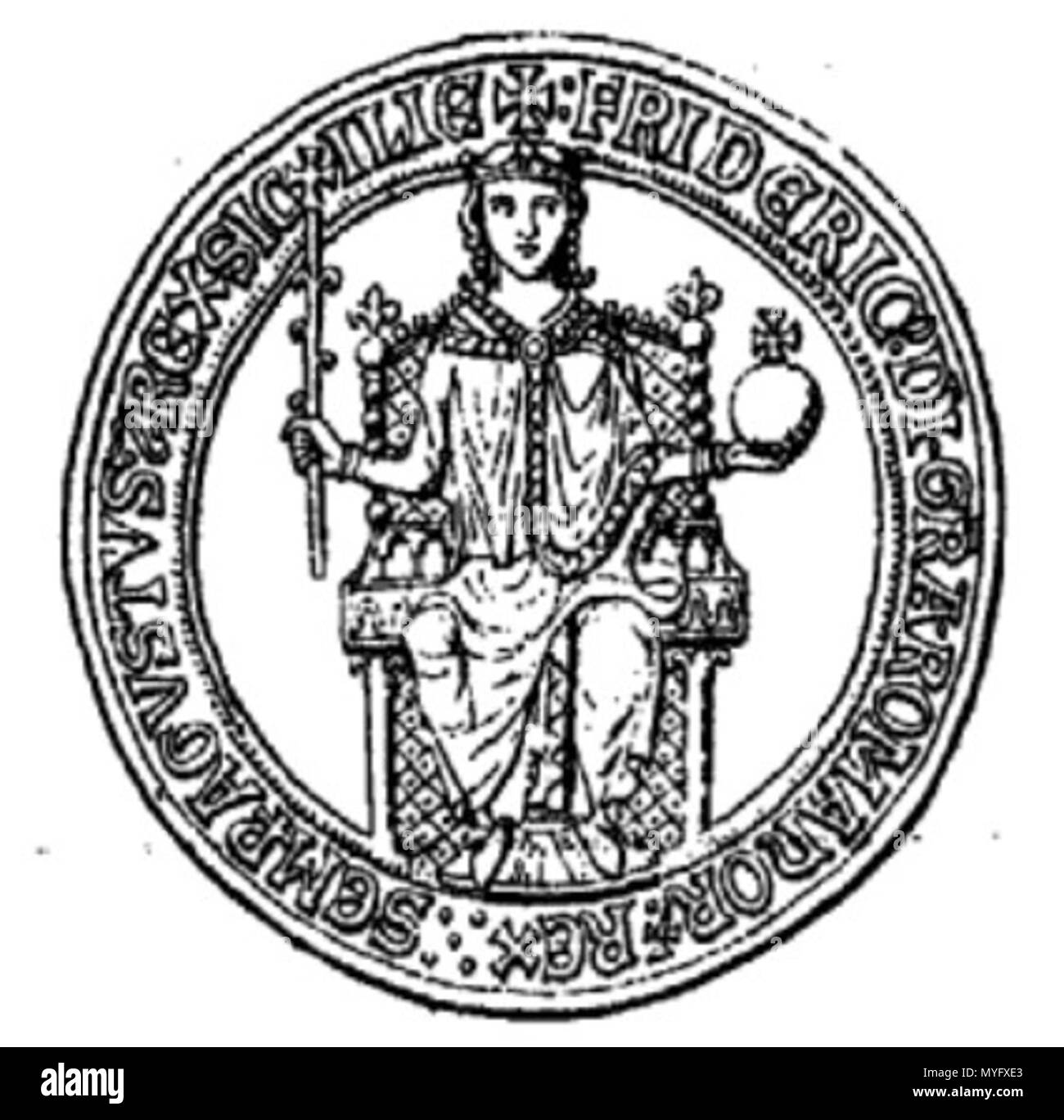 . Inglese: Federico II di Hohenstuaf . 1880. Germain Demay 197 ve2 Foto Stock