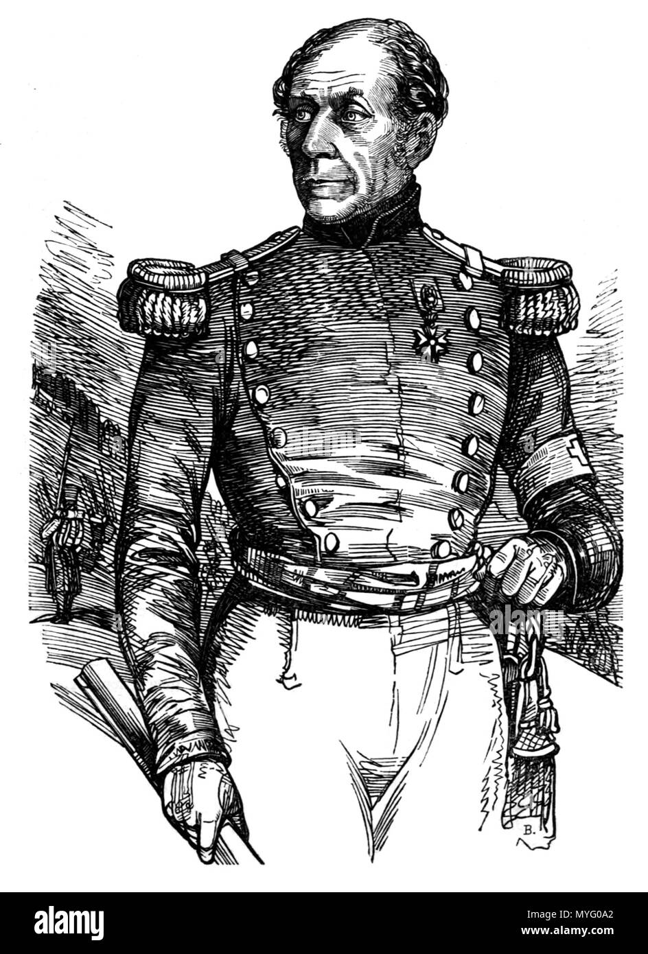 . Inglese: Guerra del Sonderbund, Svizzera, 1847: Guillaume-Henri Dufour, generale dell'Esercito svizzero. Deutsch: Sonderbundskrieg, Schweiz 1847: Guillaume-Henri Dufour, General der eidgenössischen Armee. 1848. Jakob Ziegler (secondo la fonte 'der Maler Ziegler, Schüler Distelis') 204 Generale Henri Dufour - Jakob Ziegler Foto Stock