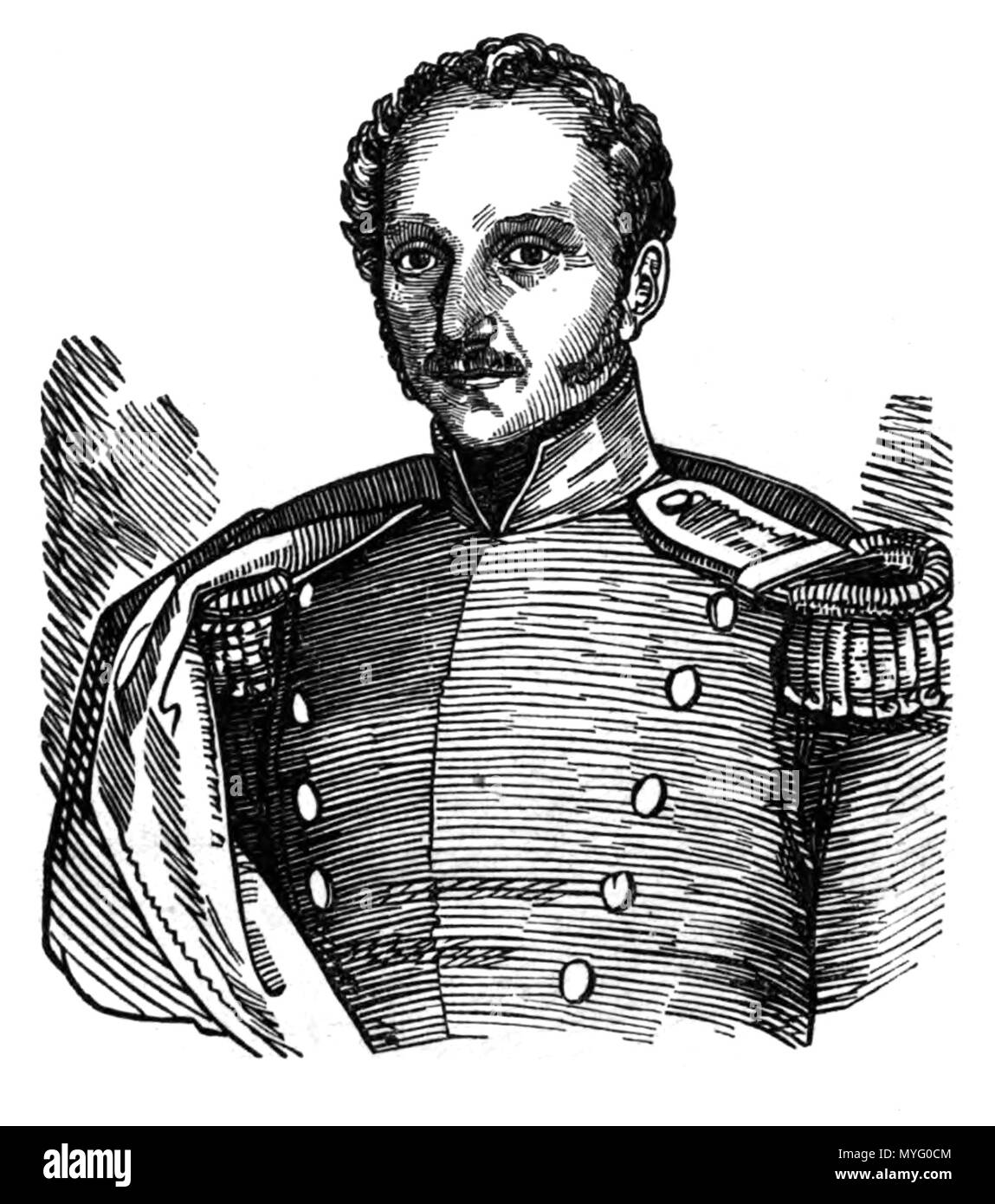 . Inglese: Guerra del Sonderbund, Svizzera, 1847: Colonnello Zimmerli, Adjutant-General dell'Esercito svizzero. Deutsch: Sonderbundskrieg, Schweiz 1847: Oberst Zimmerli, Generaladjutant der eidgenössischen Armee. 1848. Jakob Ziegler (secondo la fonte 'der Maler Ziegler, Schüler Distelis') 205 Generaladjutant Zimmerli - Jakob Ziegler Foto Stock
