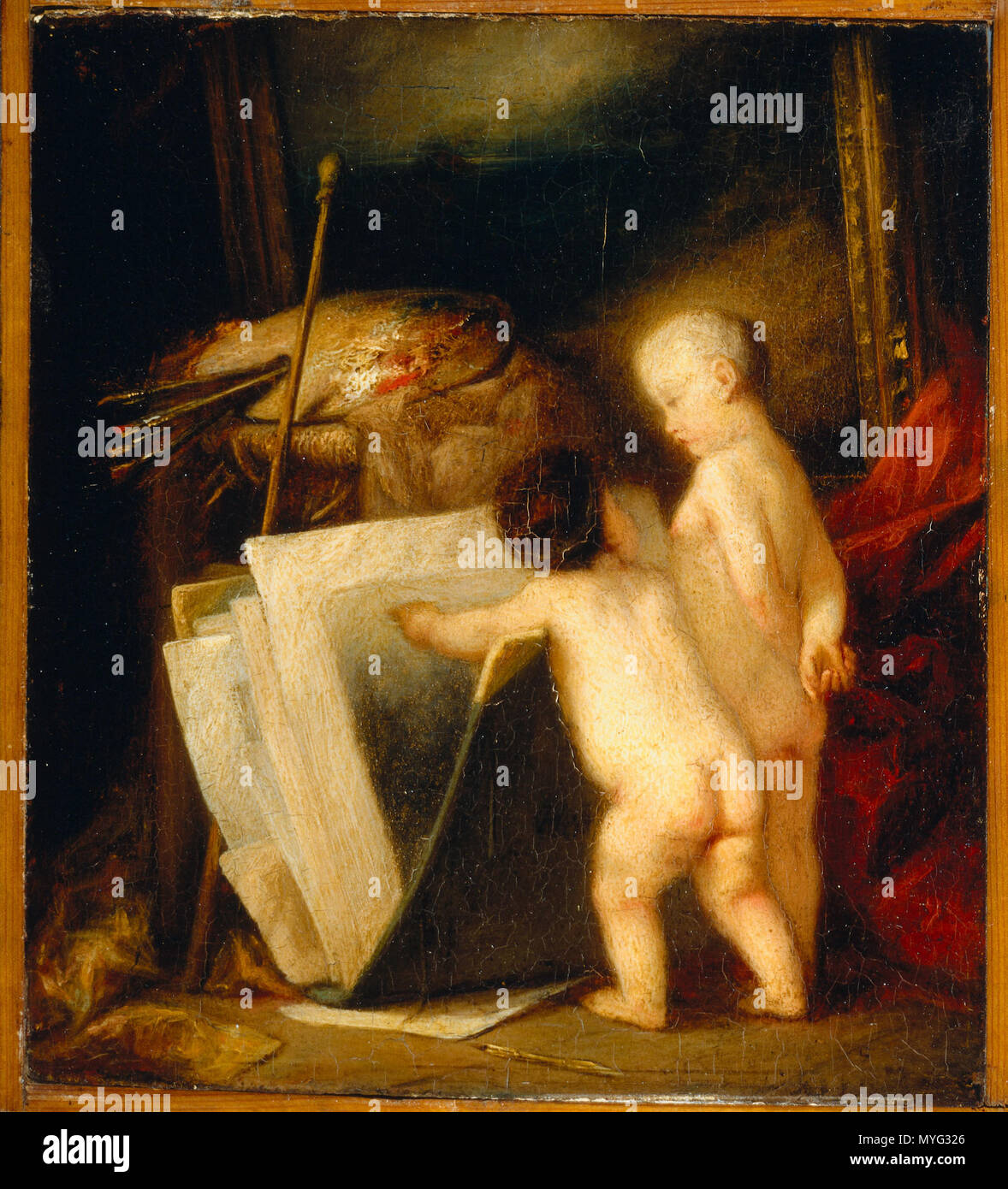 . La piccola gli amanti dell arte . Nederlands: de kleine kunstliefhebbers. 1840-1886. olio su pannello. 16,5 × 14,5 cm (6,4 × 5,7 in). Amsterdam, Rijksmuseum Amsterdam. . Tra il 1840 e il 1886. Hippolyte Michaud 134 de kleine kunstliefhebbers Rijksmuseum Amsterdam SK-A-1743 Foto Stock