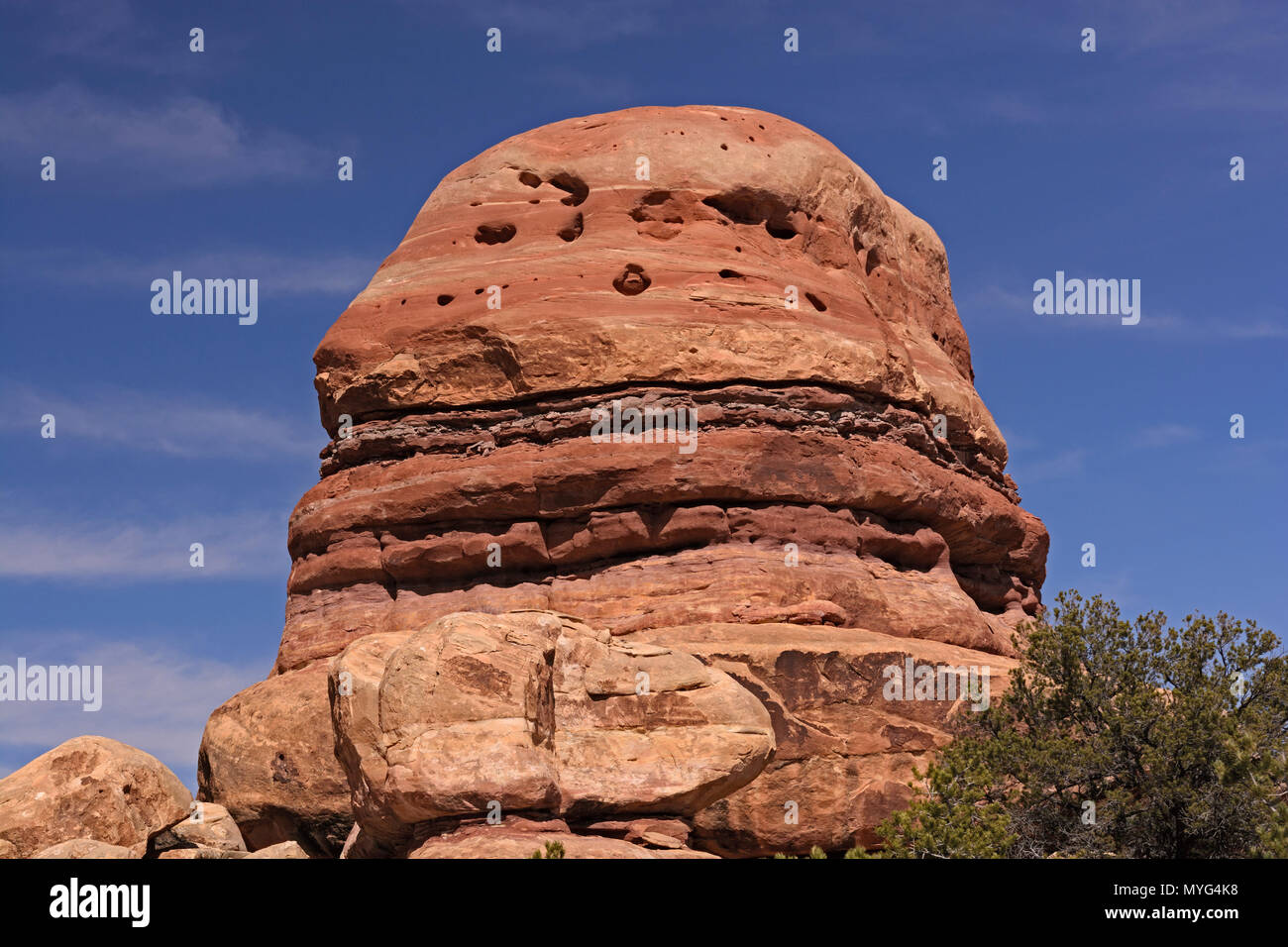 Hamburger Rock nel deserto nel Parco Nazionale di Canyonlands in Utah Foto Stock