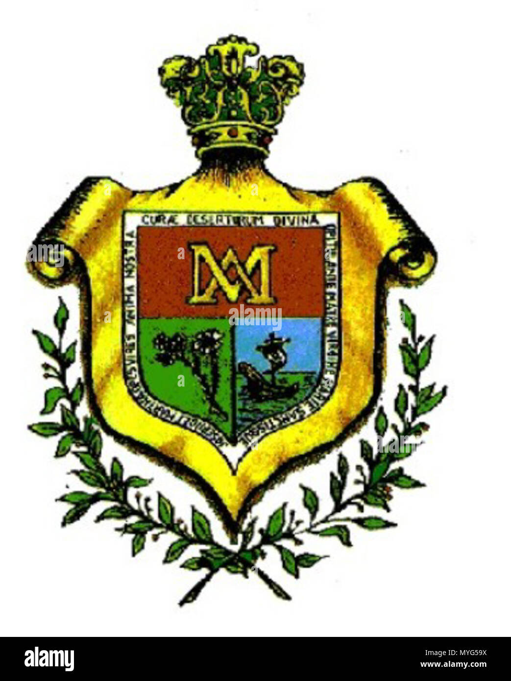 . Español: Escudo de la Congregación de las Hermanitas de los Ancianos Desamparados. circa 1897. Sconosciuto 227 aveva-escut Foto Stock