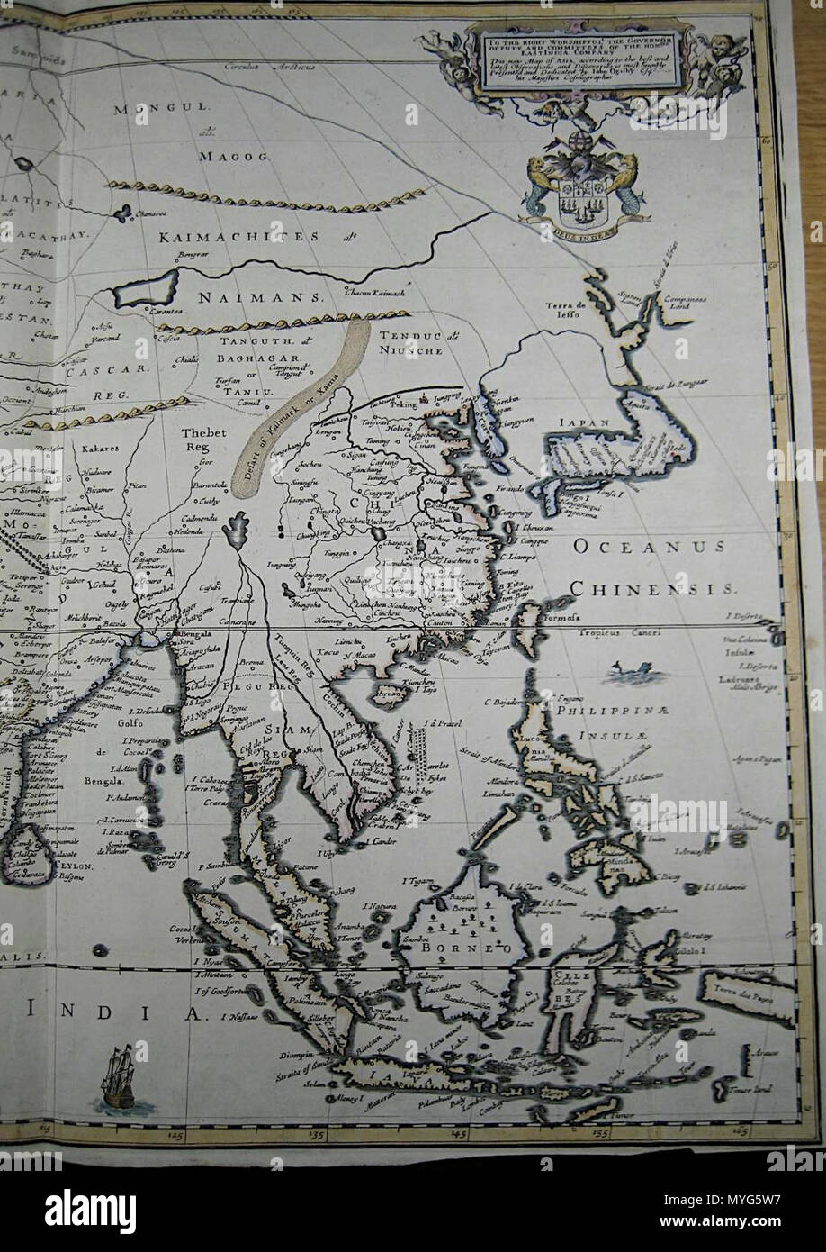 Una nuova mappa di Asia, da John Ogilby, dal suo "l'Asia la prima parte, London, 1673 - est Foto Stock