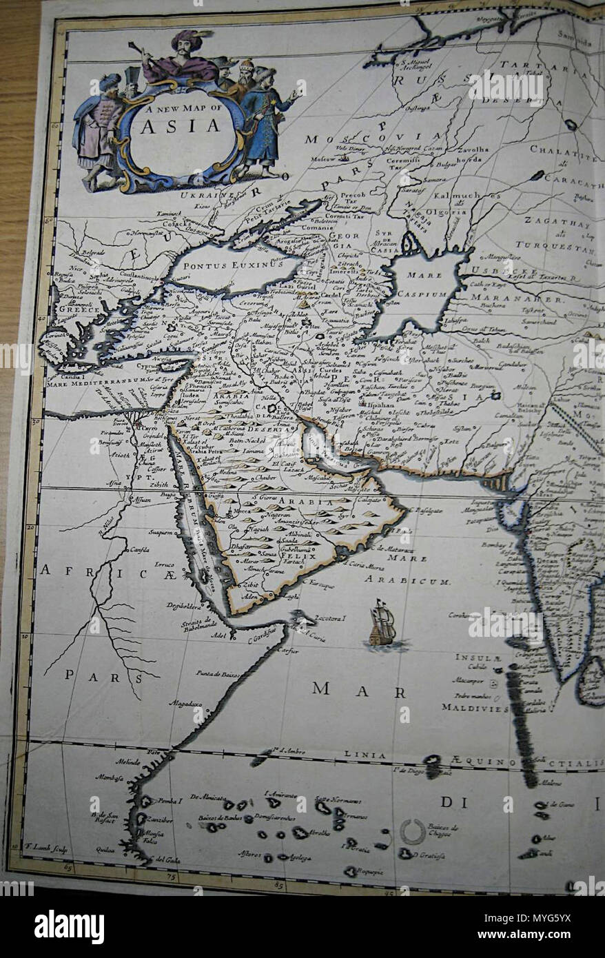 Una nuova mappa di Asia, da John Ogilby, dal suo "l'Asia la prima parte, London, 1673 - West Foto Stock