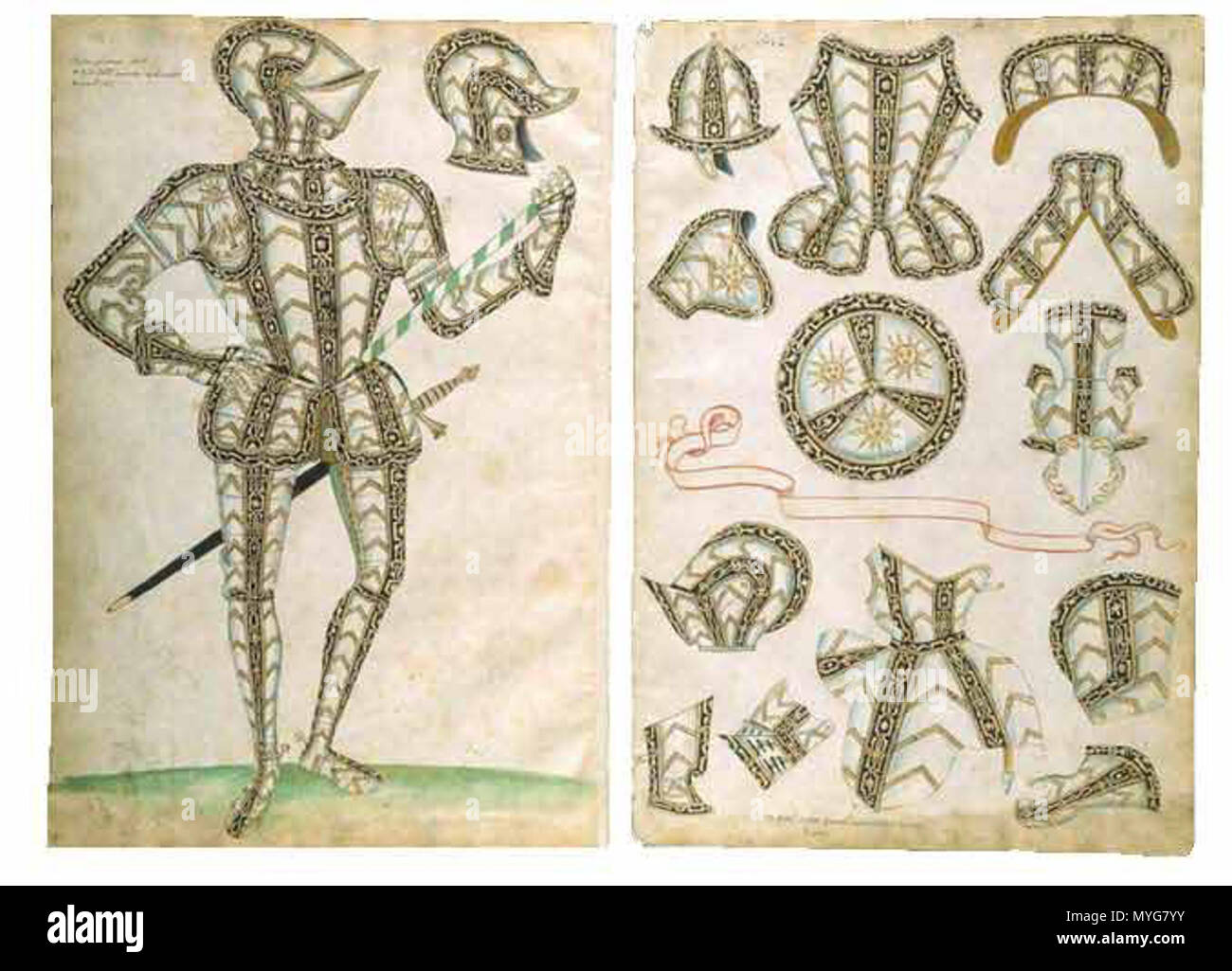 . Inglese: Armor di Henry Lee design . circa 1590. Giacobbe Halder 237 Henryleegarniture Foto Stock