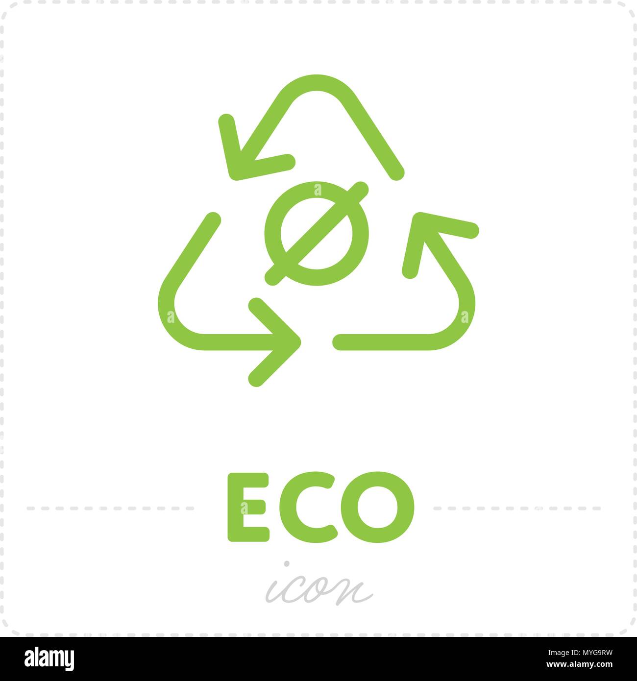 Simbolo di riciclaggio su bianco Illustrazione Vettoriale