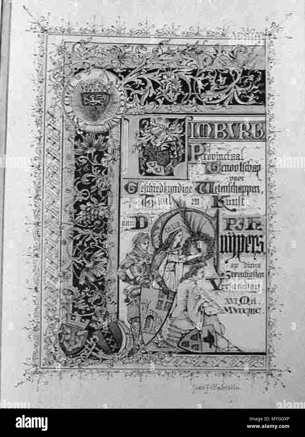 . Nederlands: Hulde van 'Limburg' aan Dr. P.J.H. Cuypers, 16 mei 1897. 1897. Papier, inkt. 34 × 26,5 cm (13,3 × 10,4 in). Roermond, Cuypershuis. 1897. Jos Gabriëls 249 Hulde van 'Limburg' aan Dr. P.J.H. Cuypers, 16 mei 1897 Cuypershuis 0375 Foto Stock