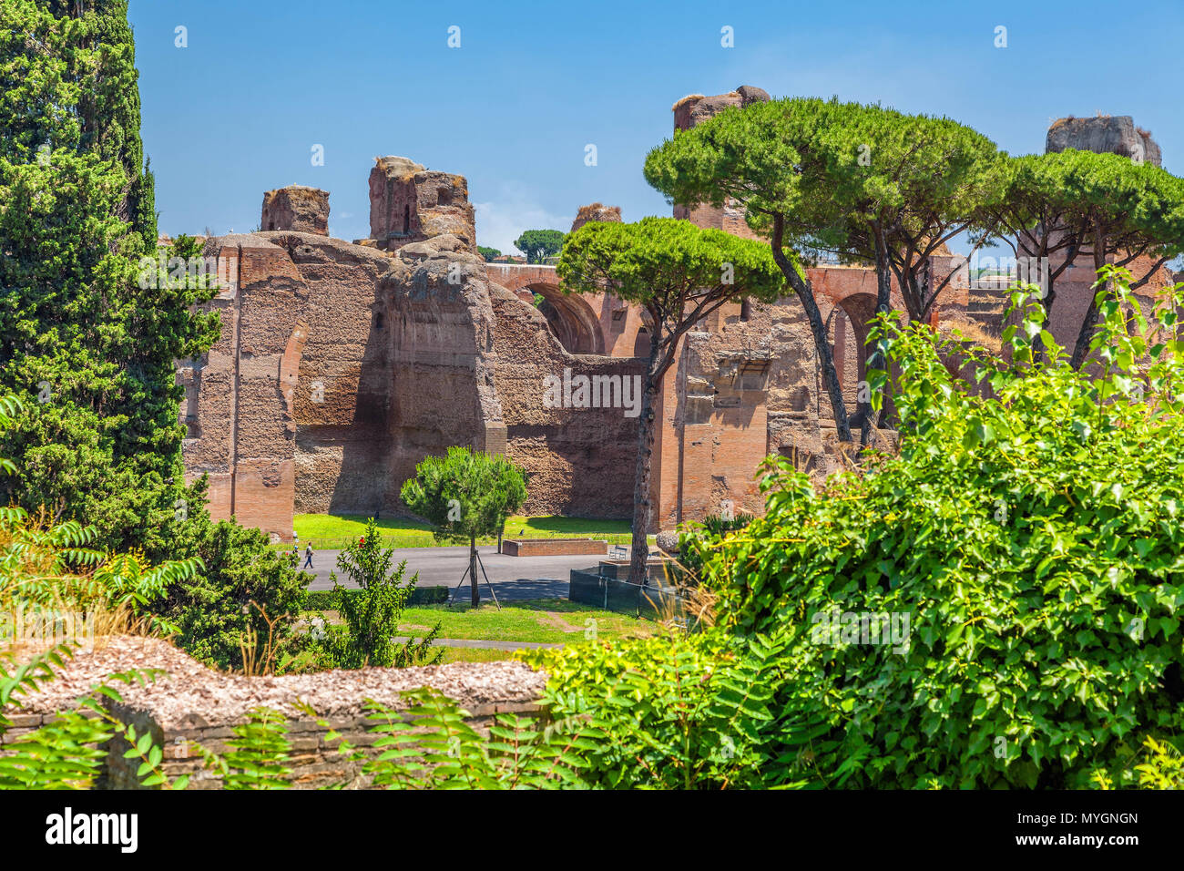 Le rovine delle Terme di Caracalla. (Thermae Antoninianae) Foto Stock