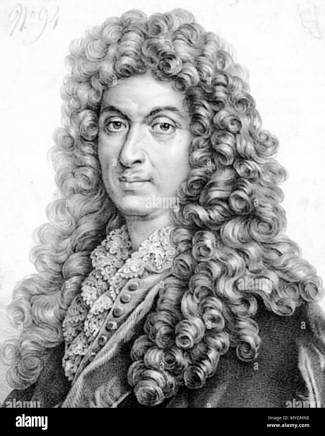 . Inglese: italiano/compositore francese Jean-Baptiste Lully (1632-1687). Nota: litografia stampato da Imprimerie lithographique de Chabert (Parigi) e/o creati o compilato da Jean Claude Chabert (1794-18??). Non registrate. [Imprimerie lithographique de] Chabert 272 Jean-Baptiste Lully par Chabert Foto Stock