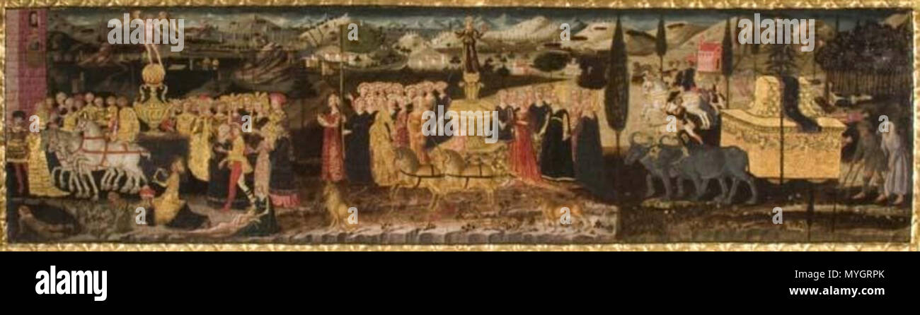 . Fronte di cassone che illustra i Trionfi di Petrarca, 1460 ca . circa 1460. Bottega di Apollonio di Giovanni e Marco del Buono 251 I Trionfi - Appolonio 02 Foto Stock