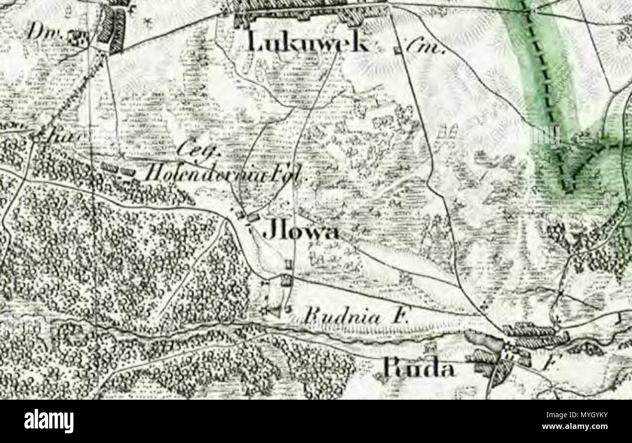 263 Iłowa na mapie topograficznej Krolestwa Polskiego 1839. (2)jpg Foto Stock