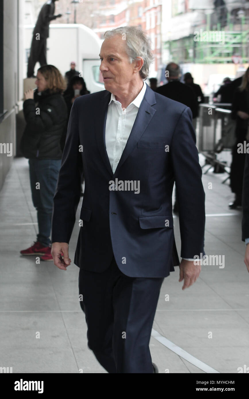Londra, UK, 23 Febbraio 2018: *contenuti esclusivi * Tony Blair ex primo ministro britannico ha visto presso la BBC Studios di Londra Foto Stock
