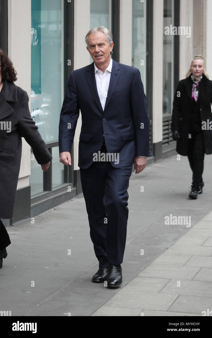 Londra, UK, 23 Febbraio 2018: *contenuti esclusivi * Tony Blair ex primo ministro britannico ha visto presso la BBC Studios di Londra Foto Stock