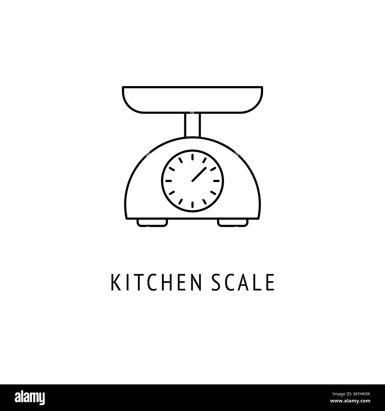 Scala di elettrodomestici da cucina. Icona nel sottile stile linea Illustrazione Vettoriale