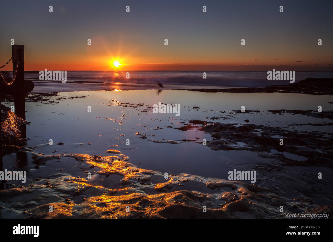 Sunrise sulla piscina Foto Stock