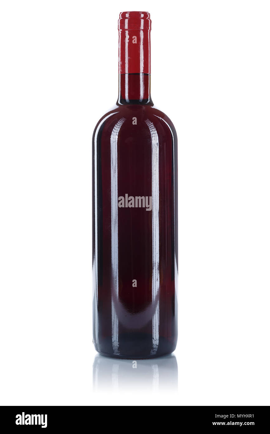 Bottiglia di vino rosso isolato su uno sfondo bianco Foto Stock