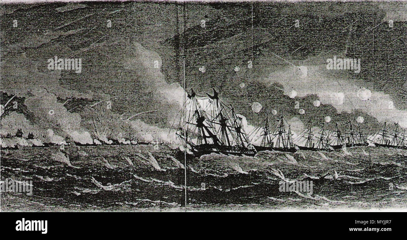 . La sgusciatura di Kagoshima dalla Marina Britannica. Illustrated London News, 7 novembre 1863. 7 Novembre 1863 289 KagoshimaShelling Foto Stock