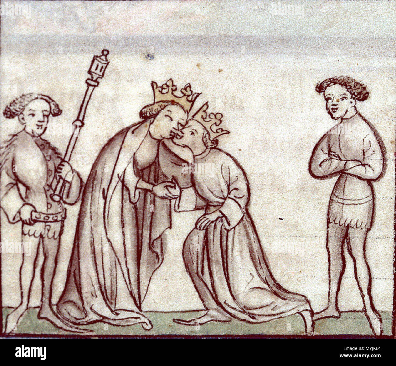 . Čeština: Karel V. a Karel II. v přátelském objetí . Il XIV secolo. Bernard Gui 291 Karel5Fr KarelZly Foto Stock