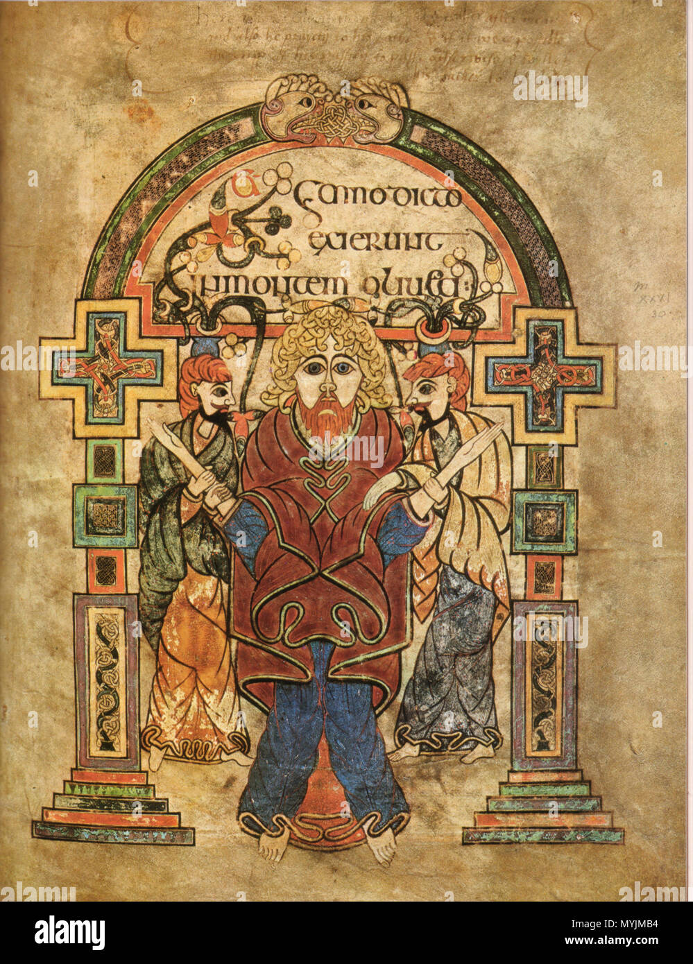 . Libro di Kells, folio 114v, arresto di Cristo. Ix secolo. Sconosciuto 294 KellsFol114rArrestOfChrist Foto Stock