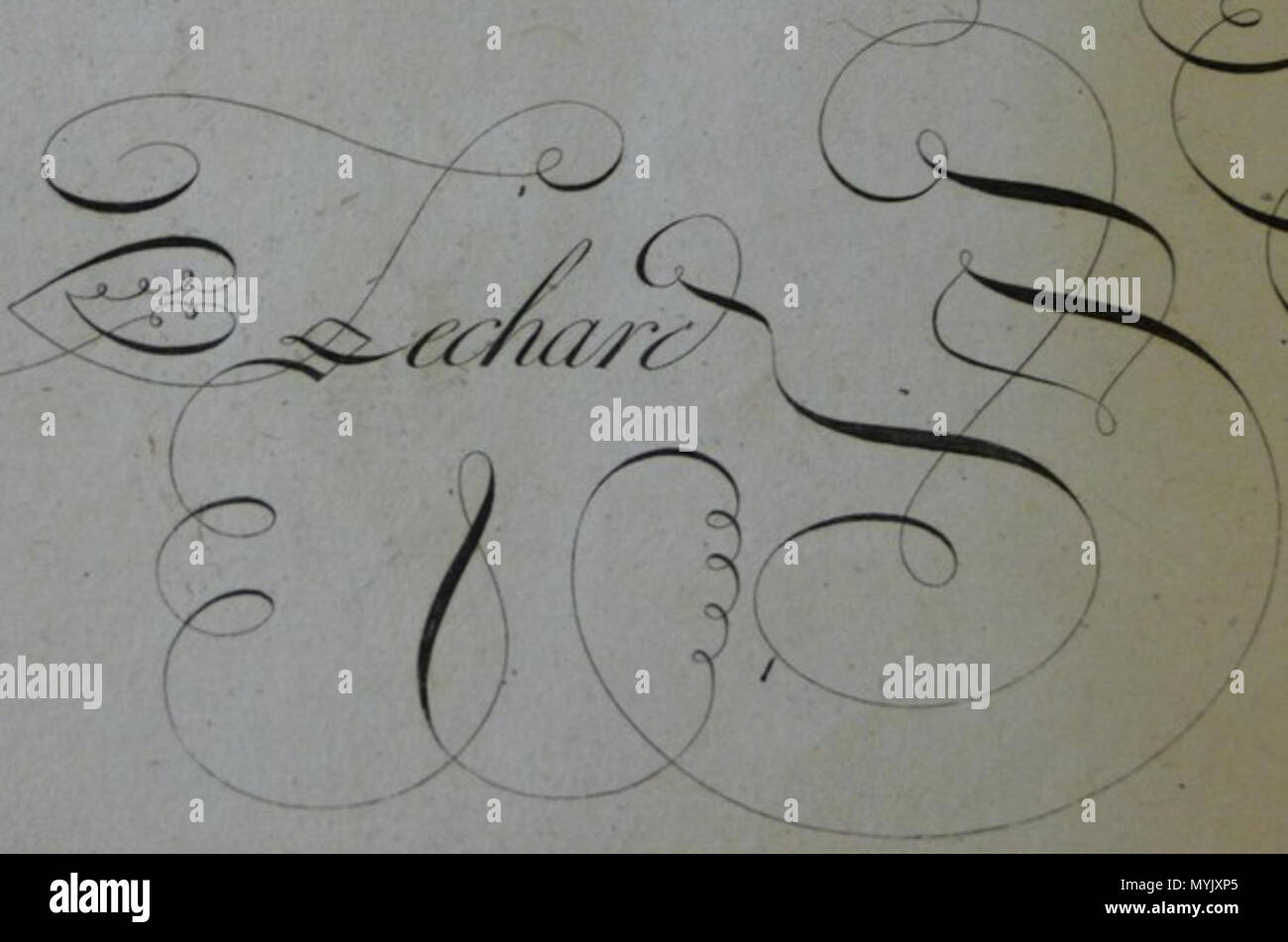 . Français : Firma de Lechard dans ses frammenti des écritures batarde et coulée brisées (Parigi : Jean, 1799) . 1 marzo 2016. Charles Lechard (17.. - 18..). 317 Lechard 1799 Foto Stock