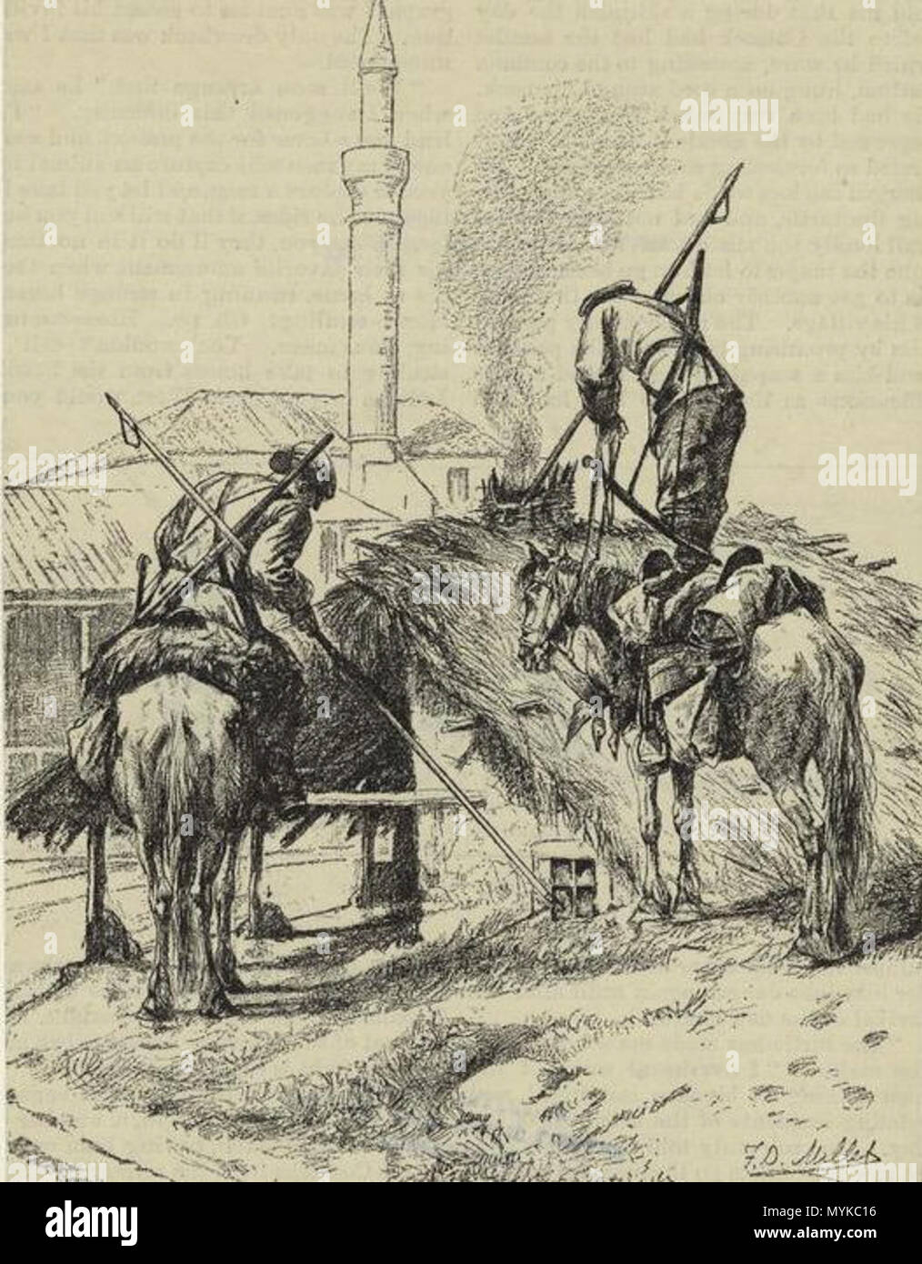 . Cosacchi saccheggiare un villaggio turco . Febbraio 1887. Francesco Davis miglio, 1846-1912 364 Millet-Cossacks saccheggiare un villaggio turco Foto Stock