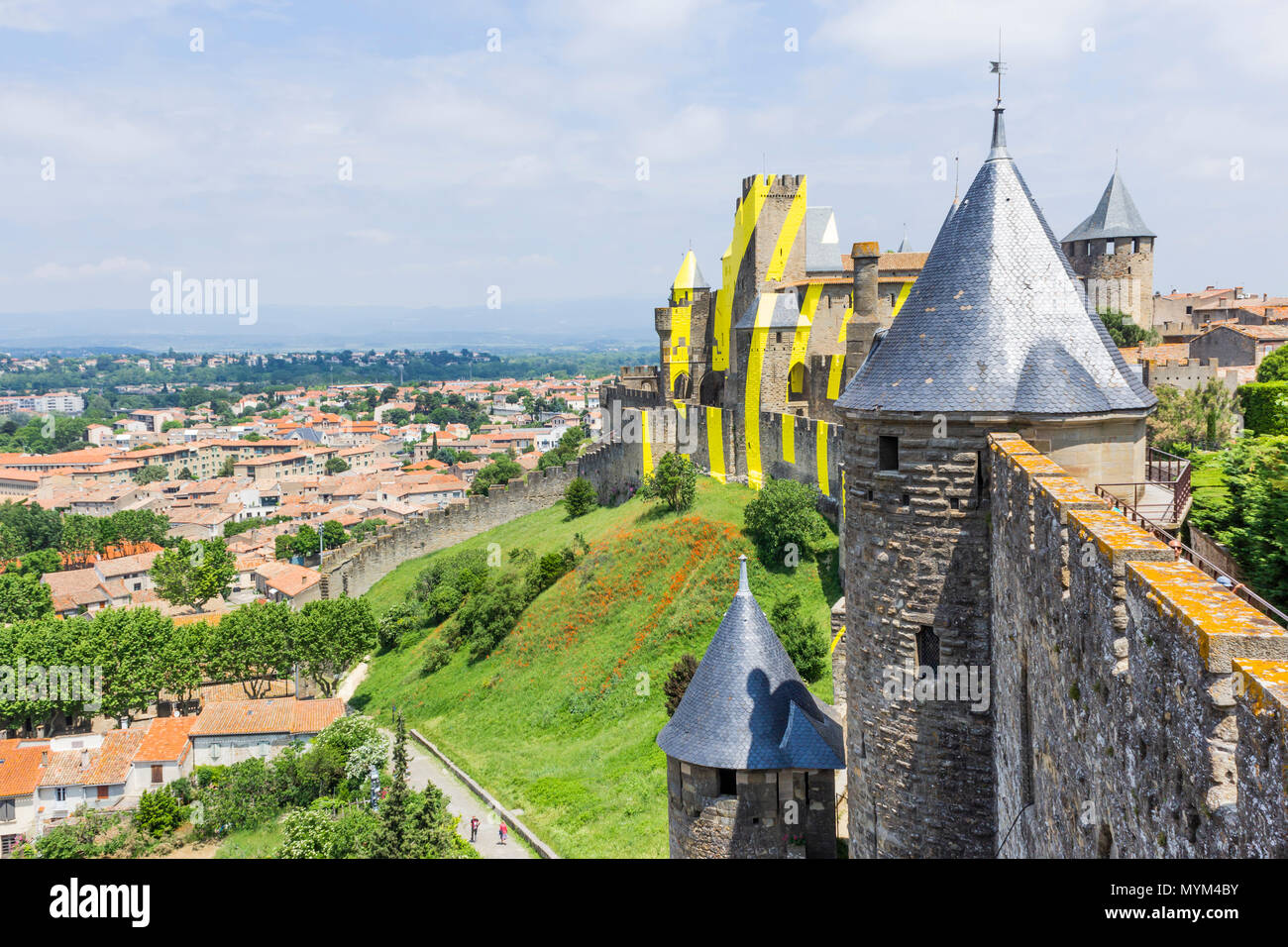 La Cité di Carcassonne, dipartimento francese dell Aude, Regione Occitanie, Francia. Foto Stock