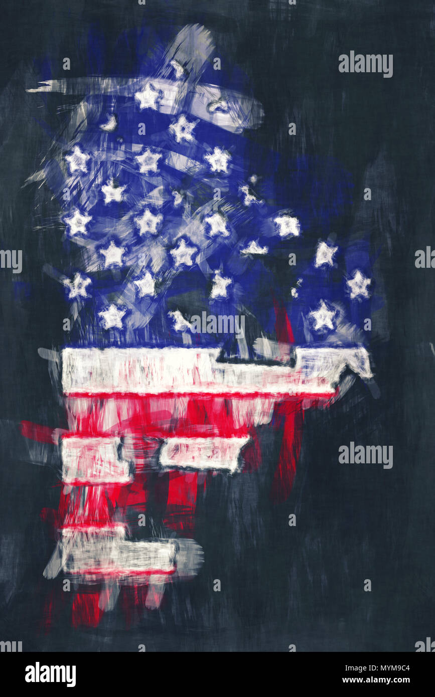 Missouri Kansas City map Illustrazione illustrazione di verniciatura Foto Stock