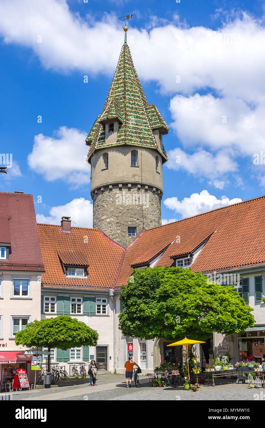 La Torre Verde, Ravensburg, Baden-Württemberg, Germania. Foto Stock