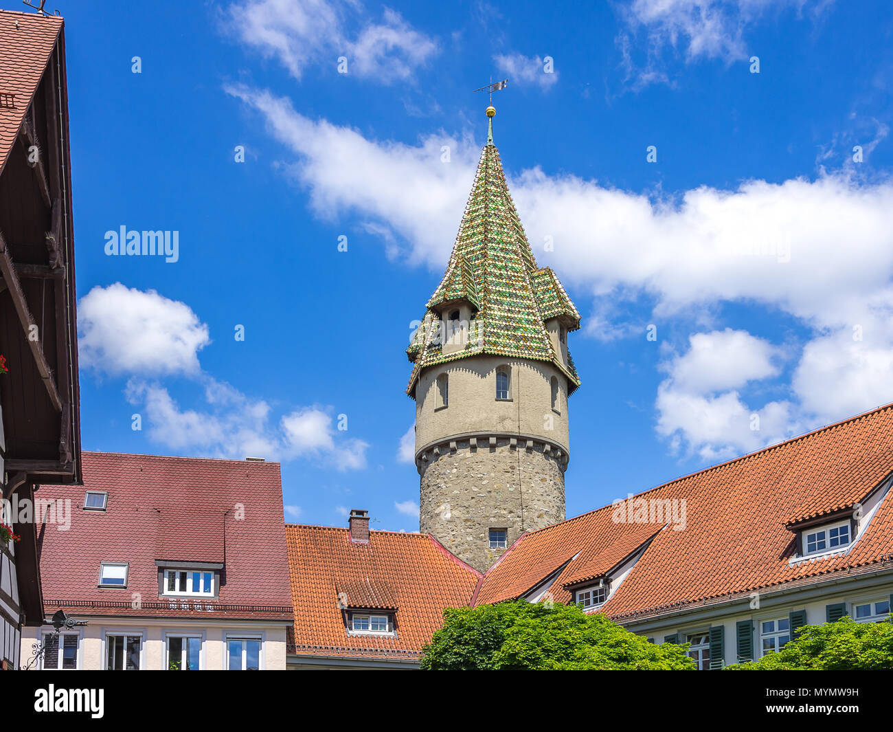 La Torre Verde, Ravensburg, Baden-Württemberg, Germania. Foto Stock