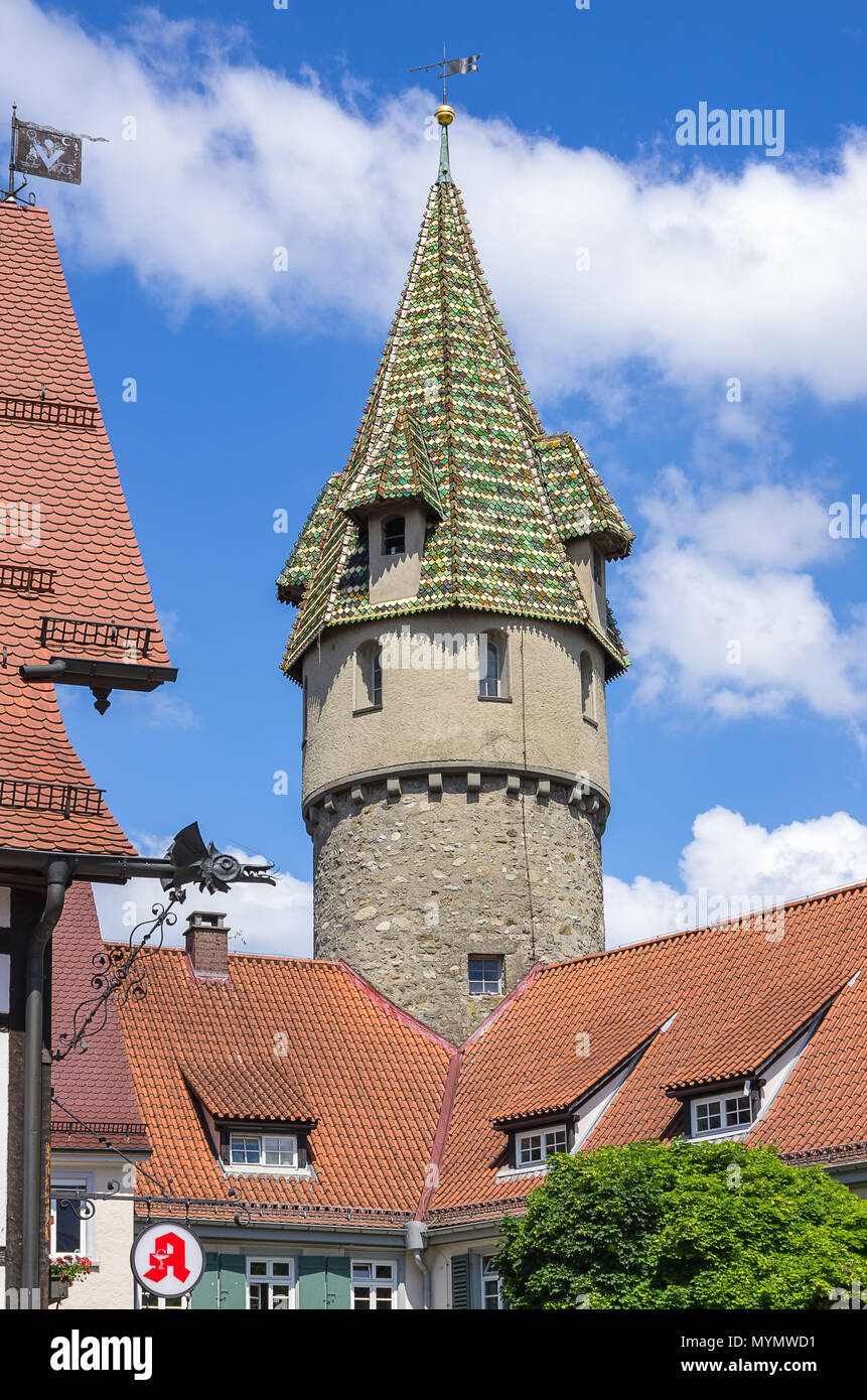 La Torre Verde, Ravensburg, Baden-Württemberg, Germania. Foto Stock