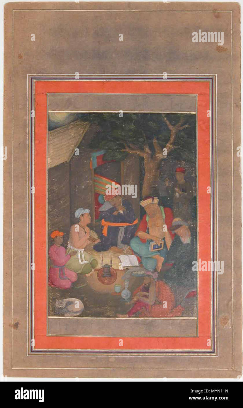 . "Scena Notturna: Gruppo ascoltando la musica", Folio dal Davis Album Nome oggetto: illustrato album leaf regnare: Jahangir (1605-27) Data: tardo XVII secolo Geografia: India Medio: inchiostro opaco, acquerello, e oro su carta di dimensioni: 13.12 in alta 8,25 in. ampia (33,3 cm alto 21 cm di larghezza) Classificazione: Codices linea di credito: Theodore M. Davis raccolta, il lascito di Theodore M. Davis, 1915 Numero di accessione: 30.95.174.33 questa illustrazione non è sul display . tardo XVII secolo. Sconosciuto 388 Scena Notturna gruppo ascolto di musica Foto Stock