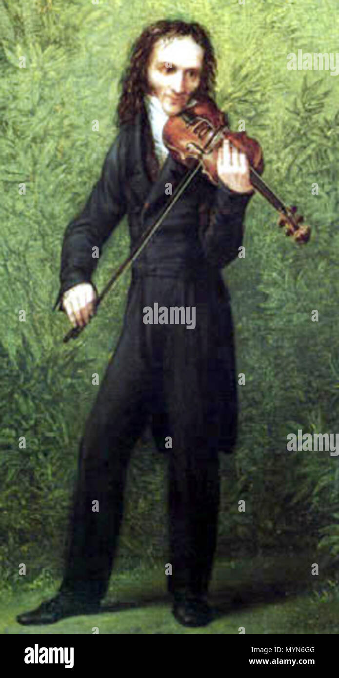 . Ritratto di Niccolò Paganini (1782-1840), olio su legno di tiglio, dettaglio . circa 1830. Georg Friedrich Kersting (1785-1847) 404 Paganini da Kersting dettaglio Foto Stock