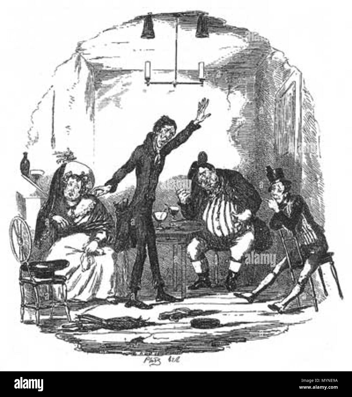 . Inglese: The Pickwick Papers: rosso-uomo dal naso a raccontare la sua storia. Français : The Pickwick Papers, l'homme au nez rouge raconte son histoire. 8 marzo 2012. Hablot K. Browne 421 Pickwick Papers, l'homme au nez rouge racontant figlio histoire Foto Stock