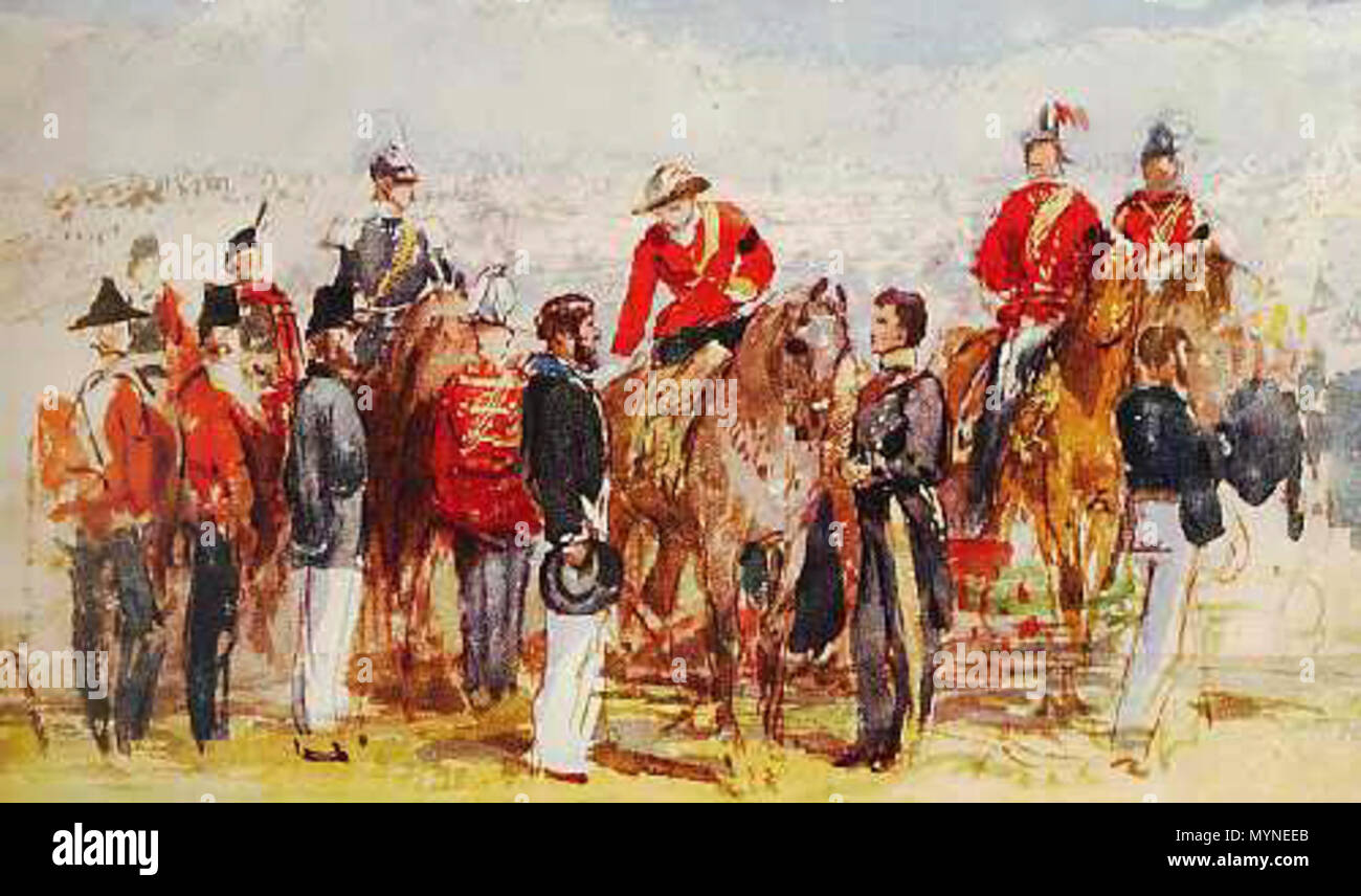 . Inglese: pittura della regina Victoris awardng il Victoria attraversa . Il 26 giugno 1857. Pittore sconosciuto 443 Queen Victoria a Hyde Park il 26 giugno 1857 Foto Stock